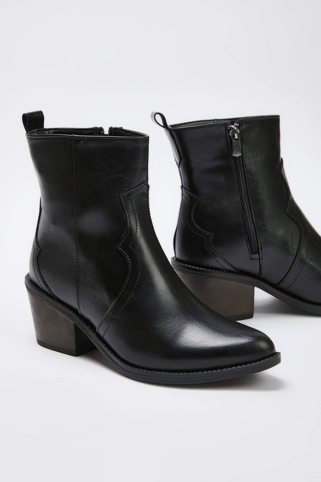 Siyah Dokulu Kad?n 5 cm Blok Topuklu Kovboy Bot TAKAW25BO00033