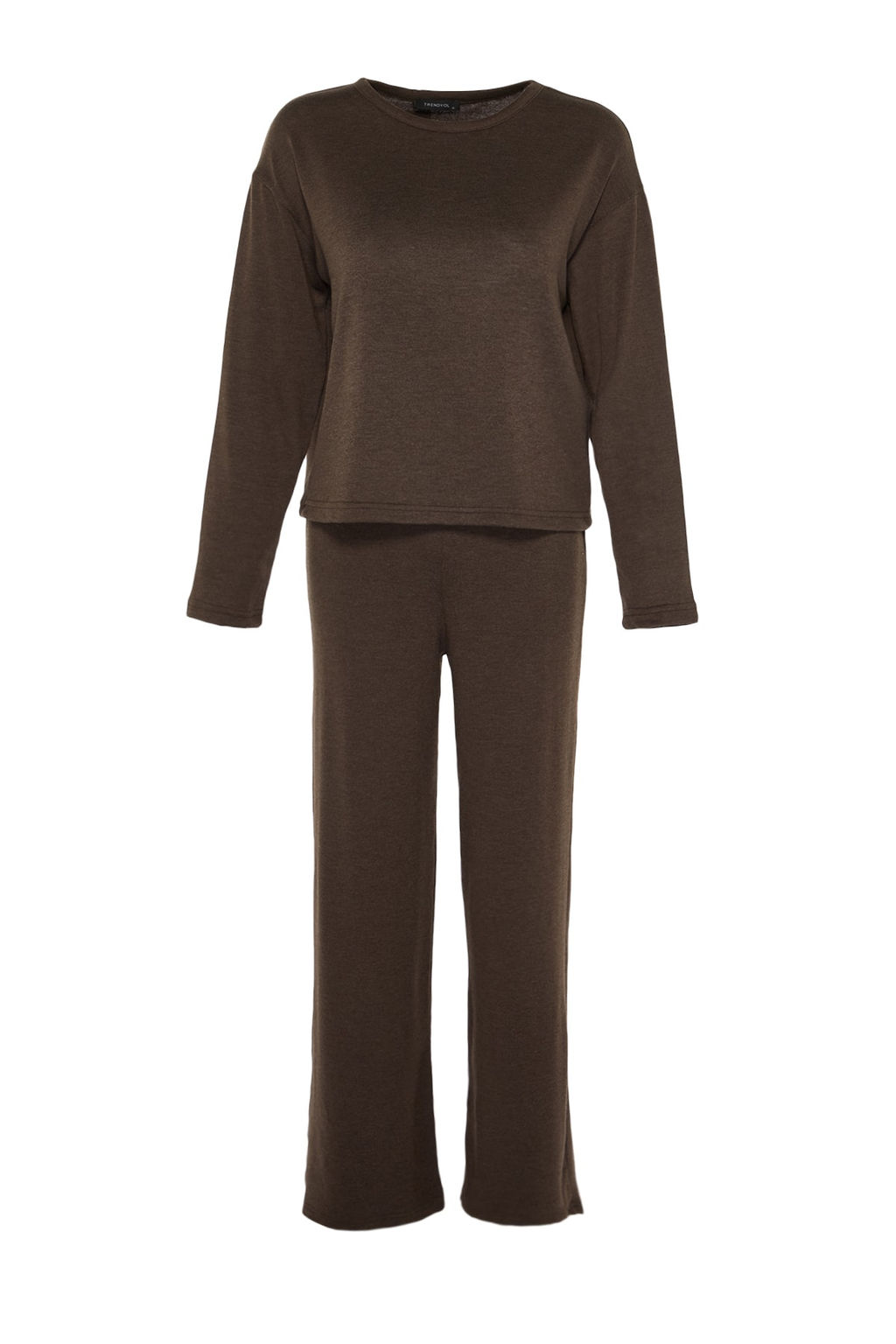 Trendyolmilla Kahverengi Fitilli Orme Pijama Tak?m? THMAW21PT0684 фото 6