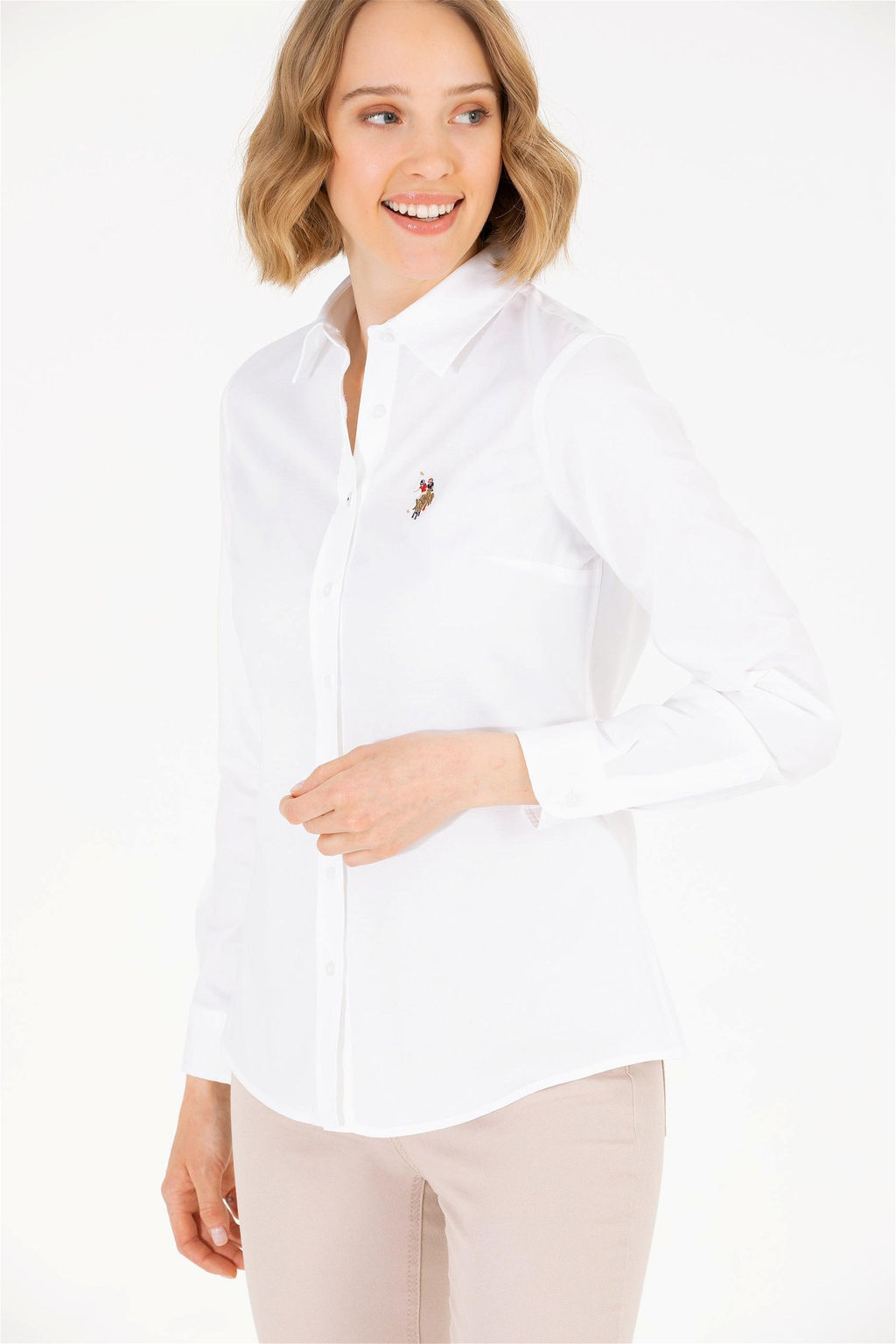 U. S. Polo Assn Женская белая базовая рубашка с длинным рукавом - U.s. polo assn фото 8