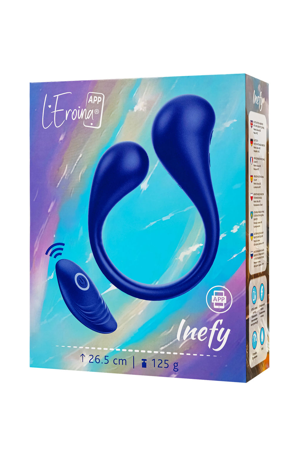 Многофункциональный вибратор LEroina APP INEFY с пультом и APP, силикон, синий, 26,5 см