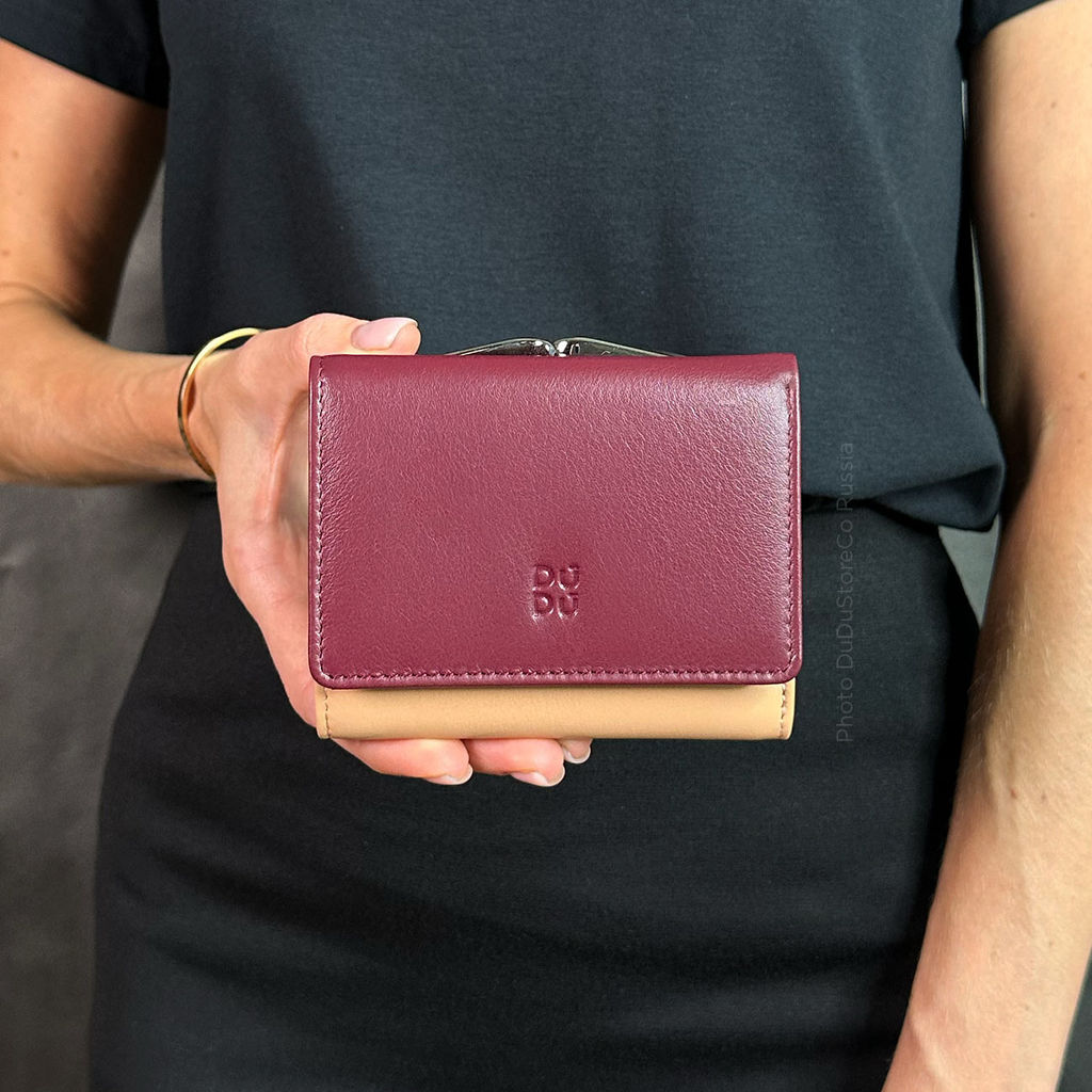Итальянский женский кожаный кошелек DuDu серии Corsica | бордовый - Dudubags фото 6