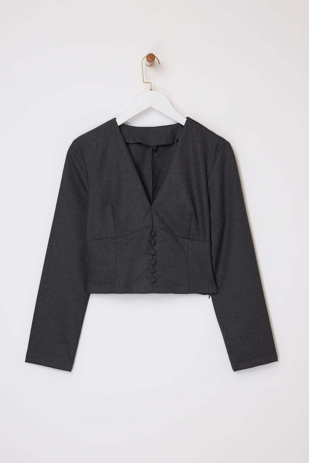 Antrasit Dugme Detayl? V Yaka Dokuma Bluz TWOSS26BZ00086 - Trendyolmilla фото 5