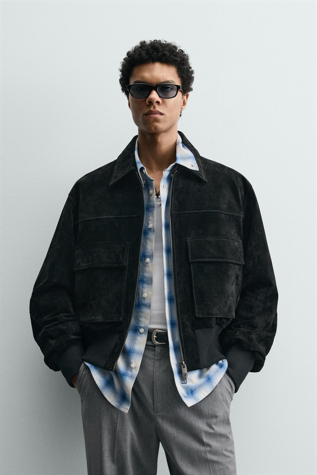 CAZADORA CROPPED FIT PIEL SERRAJE / Negro - Zara фото 2