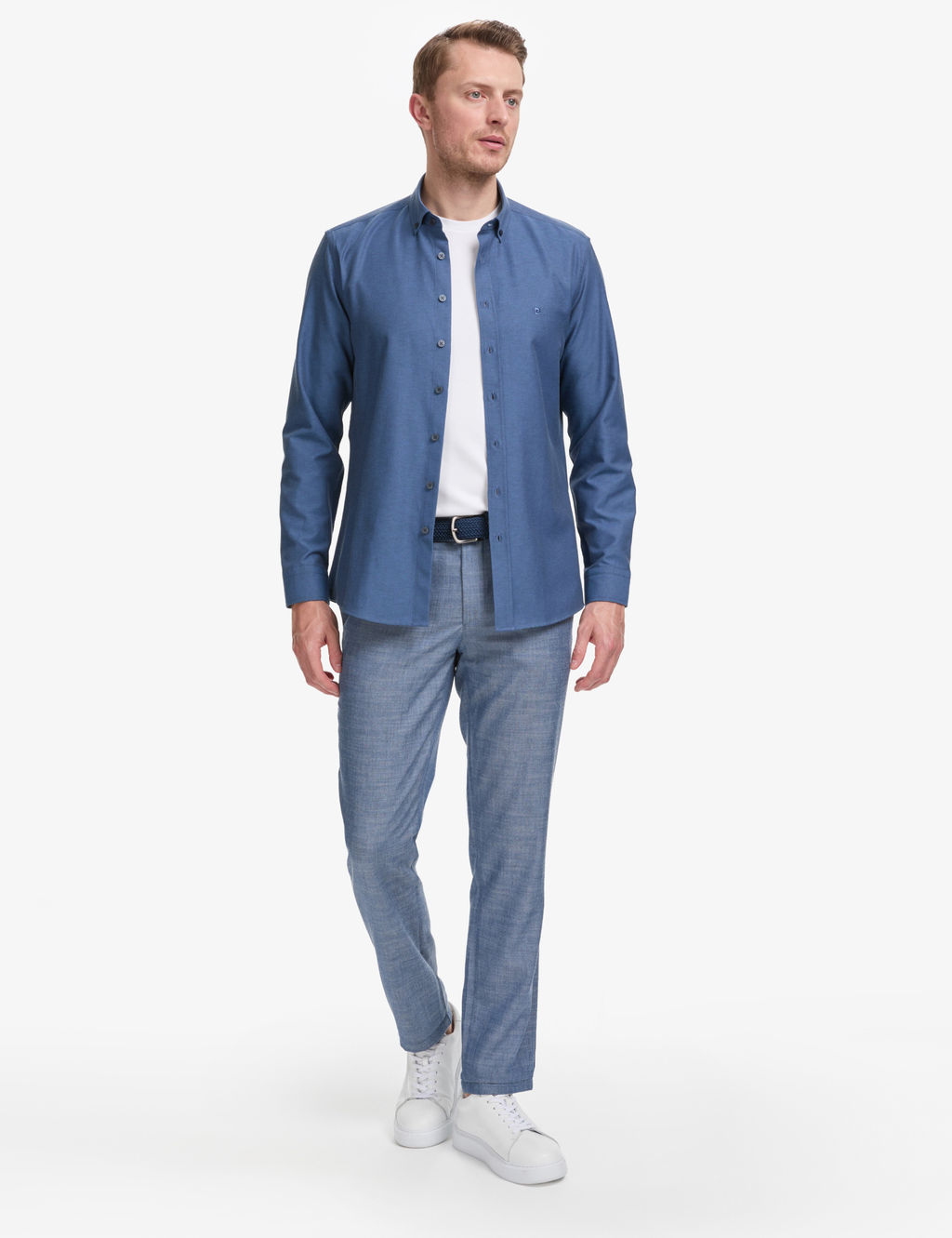 Lacivert Oxford Slim Fit Kolay _t_lenebilir G_mlek