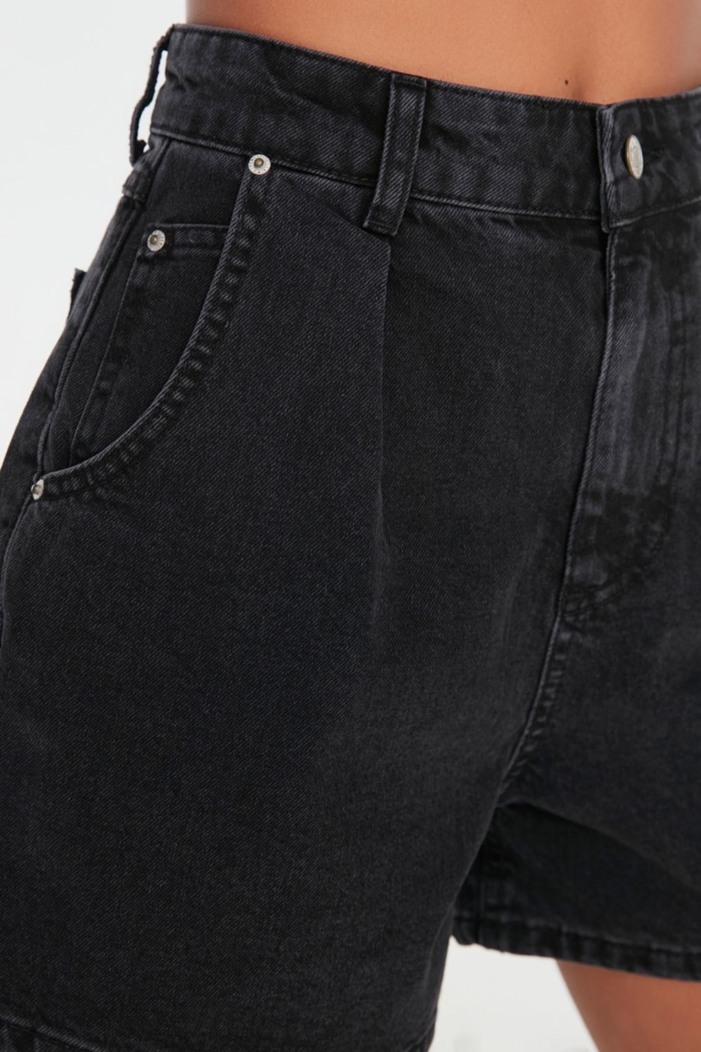 TRENDYOLMILLA Mavi More Sustainable Pileli Yuksek Bel Denim Sort TWOSS20SR0129  фото 4
