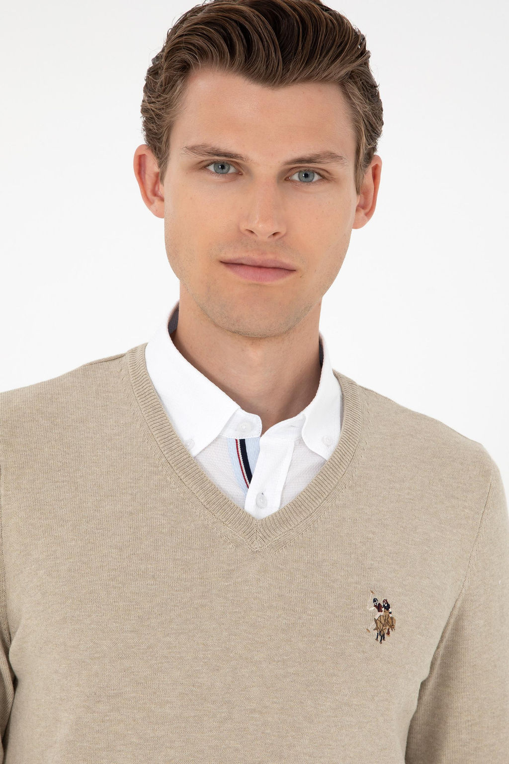Мужской базовый свитер хаки меланжевого цвета Неожиданная скидка в корзине - U.s. polo assn фото 2