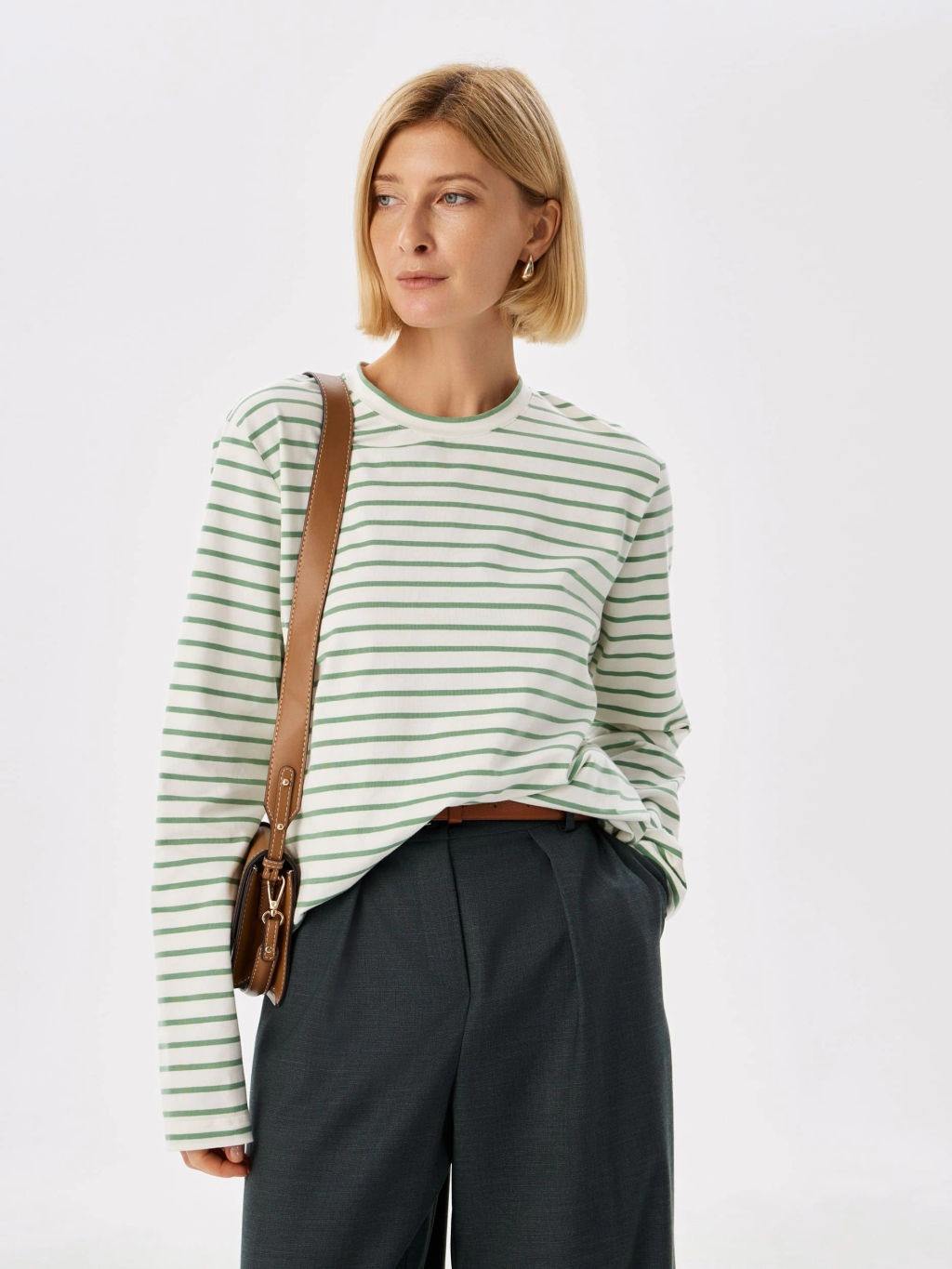 Джемпер женский KATHARINA KROSS KK-JP-0035K-TNA33-белый,зеленая полоска  фото 6