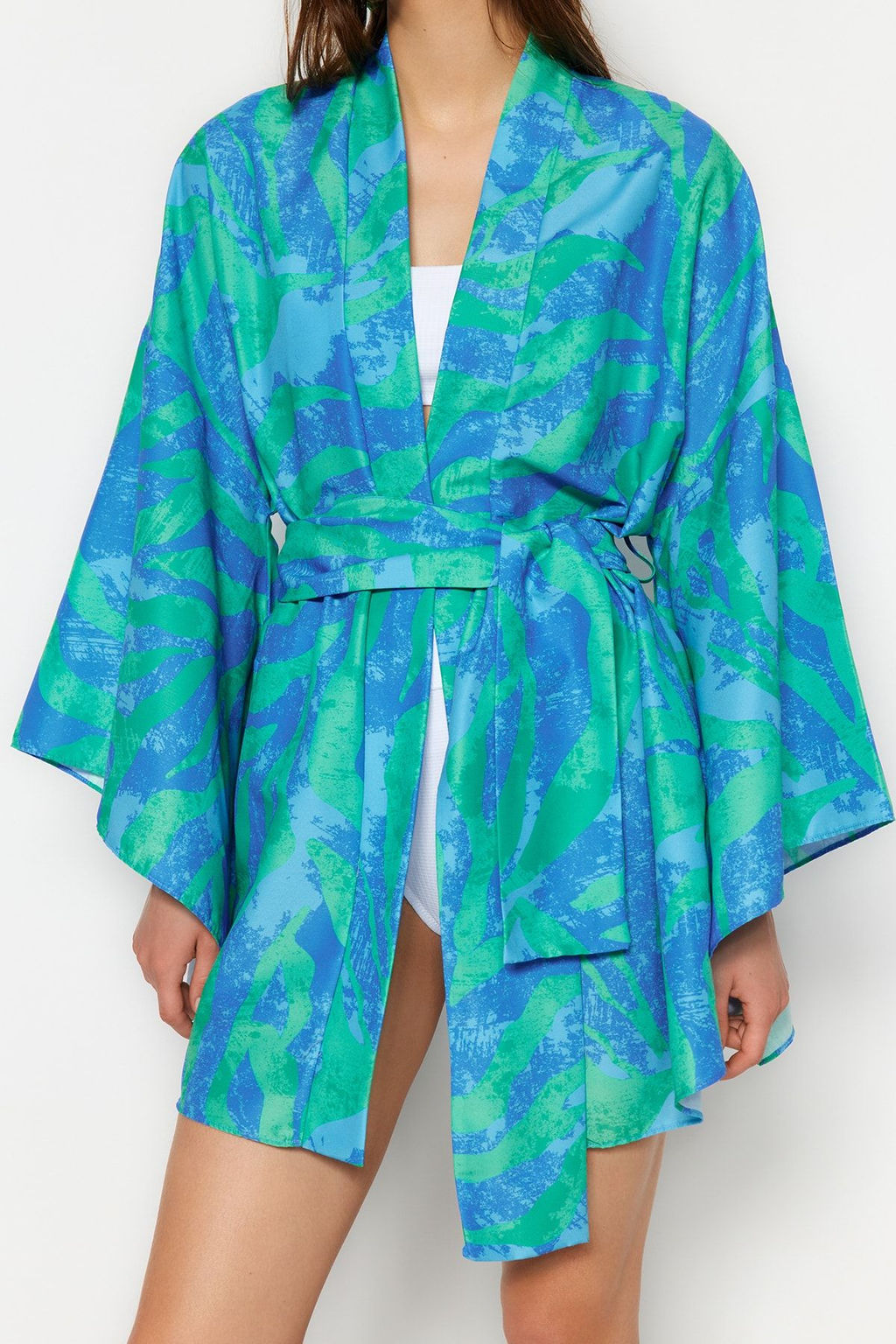 Soyut Desenli Dokuma Plaj Mini Kusakl? Kimono&Kaftan TBESS23KM00024