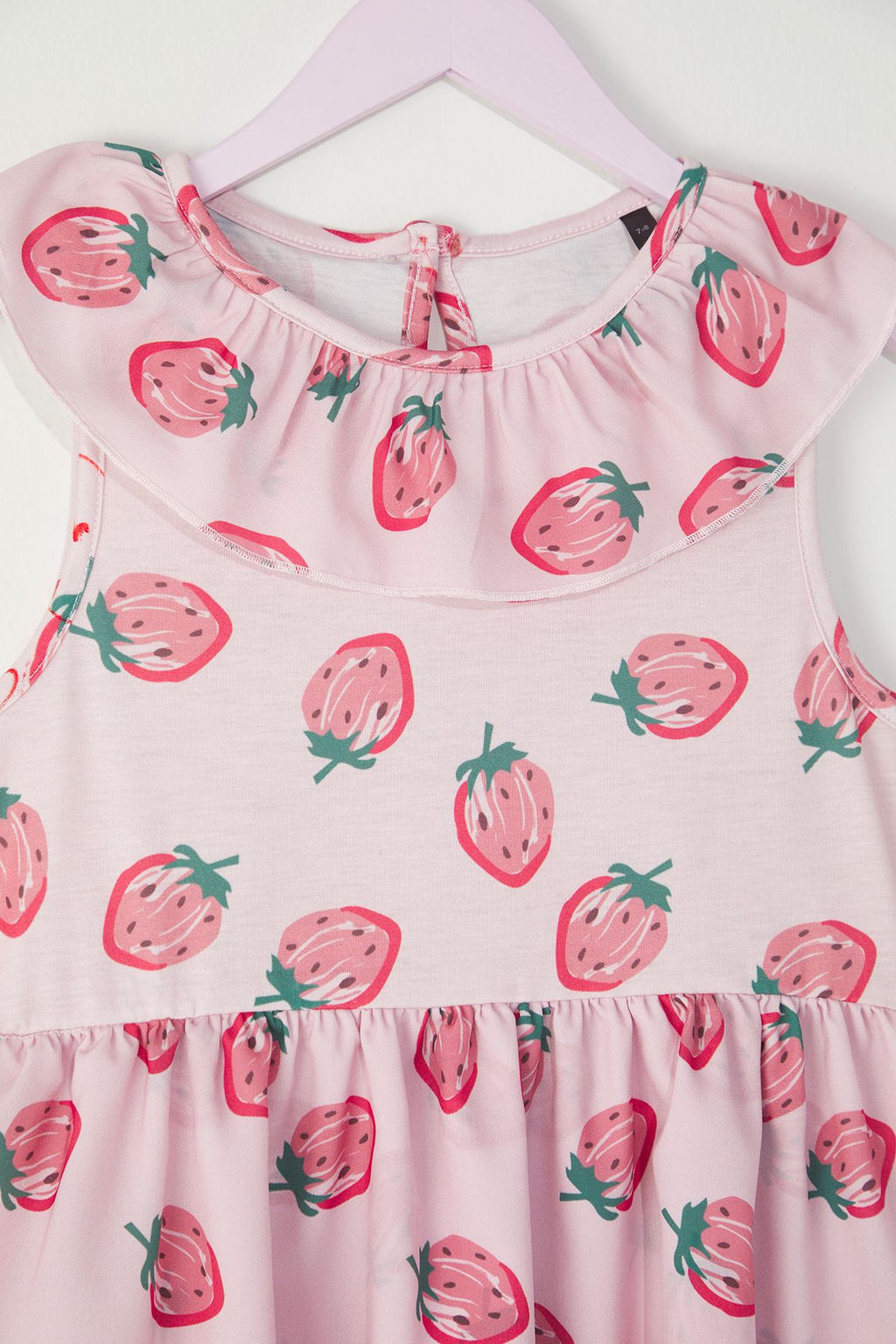 Pembe K?z Cocuk Cilek Desenli K?sa Kol Mini Bayraml?k Orme Elbise TKDSS25EL00066 - Trendyolmilla фото 2