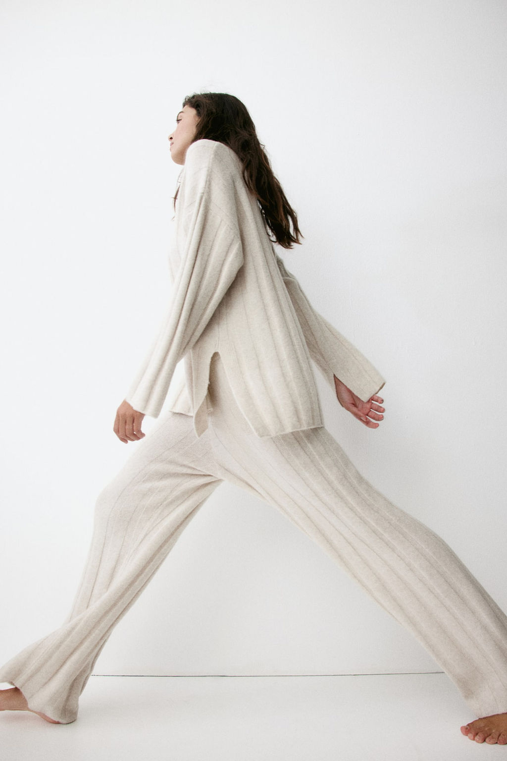 Pantalon en punto de canale de mezcla de lana - H&m фото 2