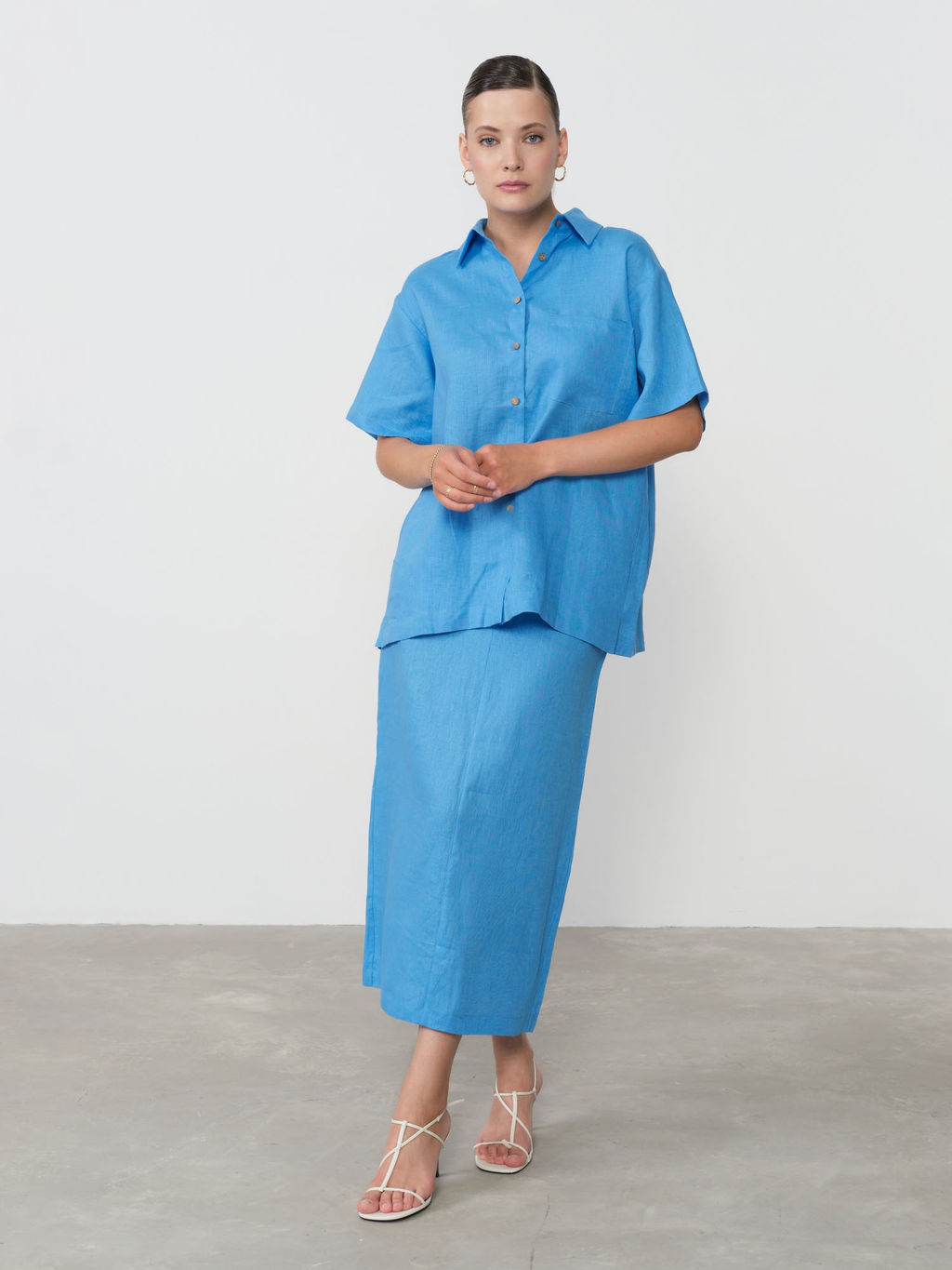 Юбка льняная 801281 аквамарин