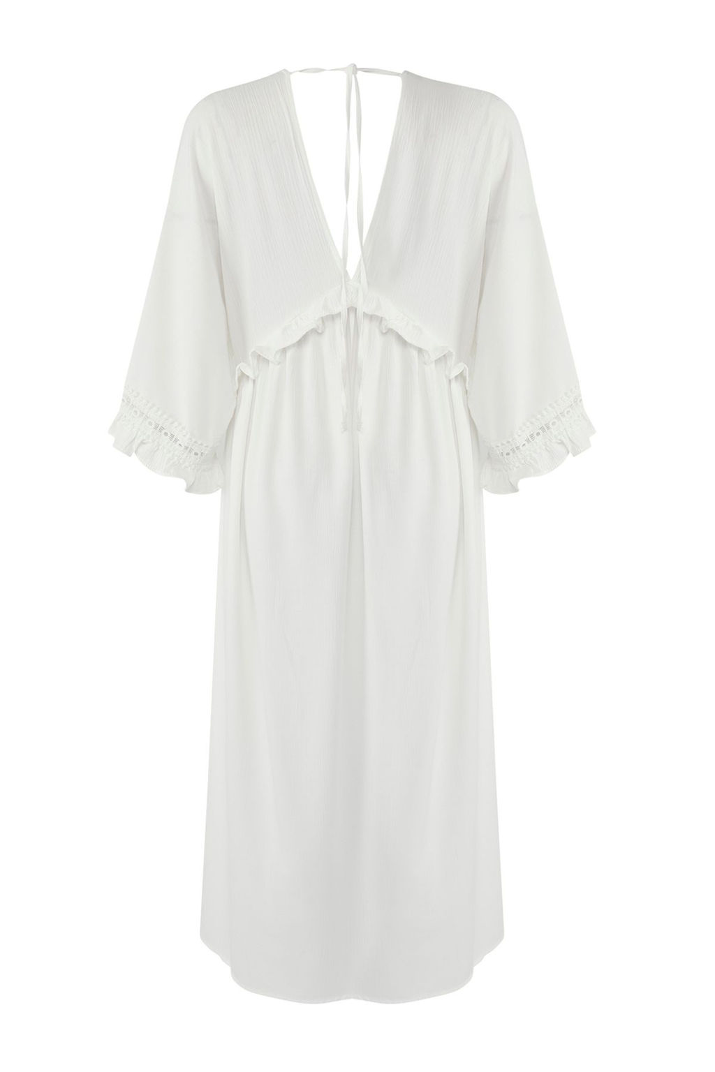 Trendyolmilla Ekru Maxi Dokuma Volanl? Plaj Elbisesi TBESS25EL00075 фото 7