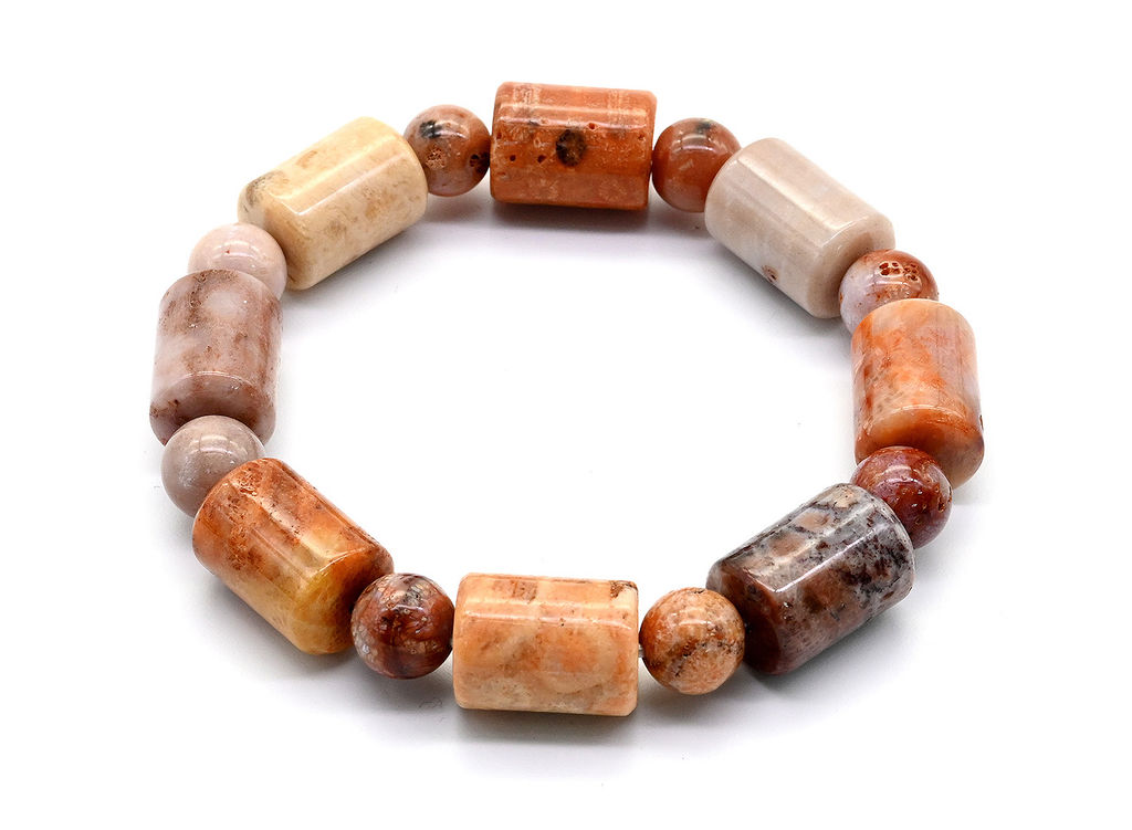 Браслет Коралл натуральный цилиндр 12*17мм