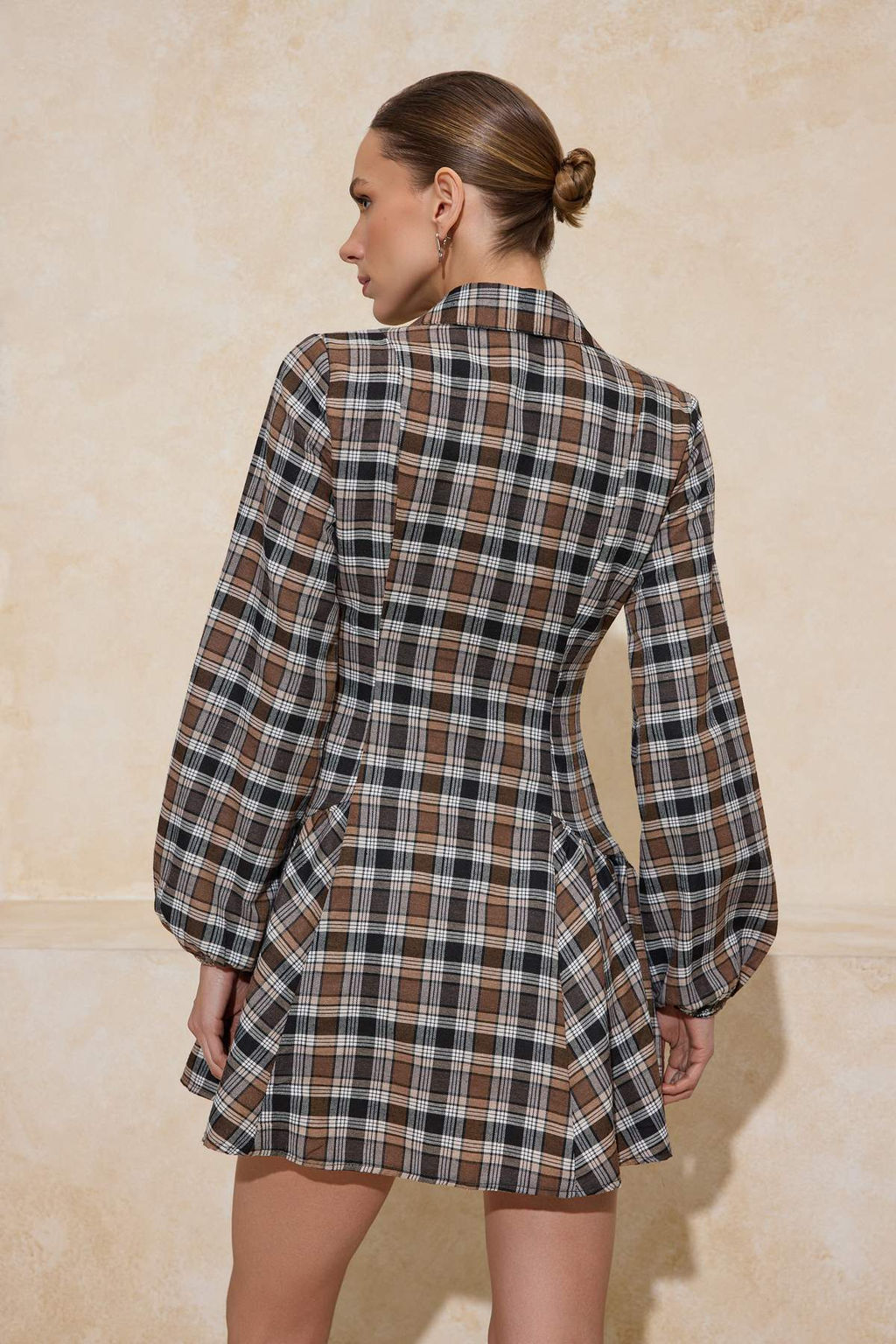 Cok Renkli Ekoseli Super Mini Dokuma Elbise TWOAW26EL00381