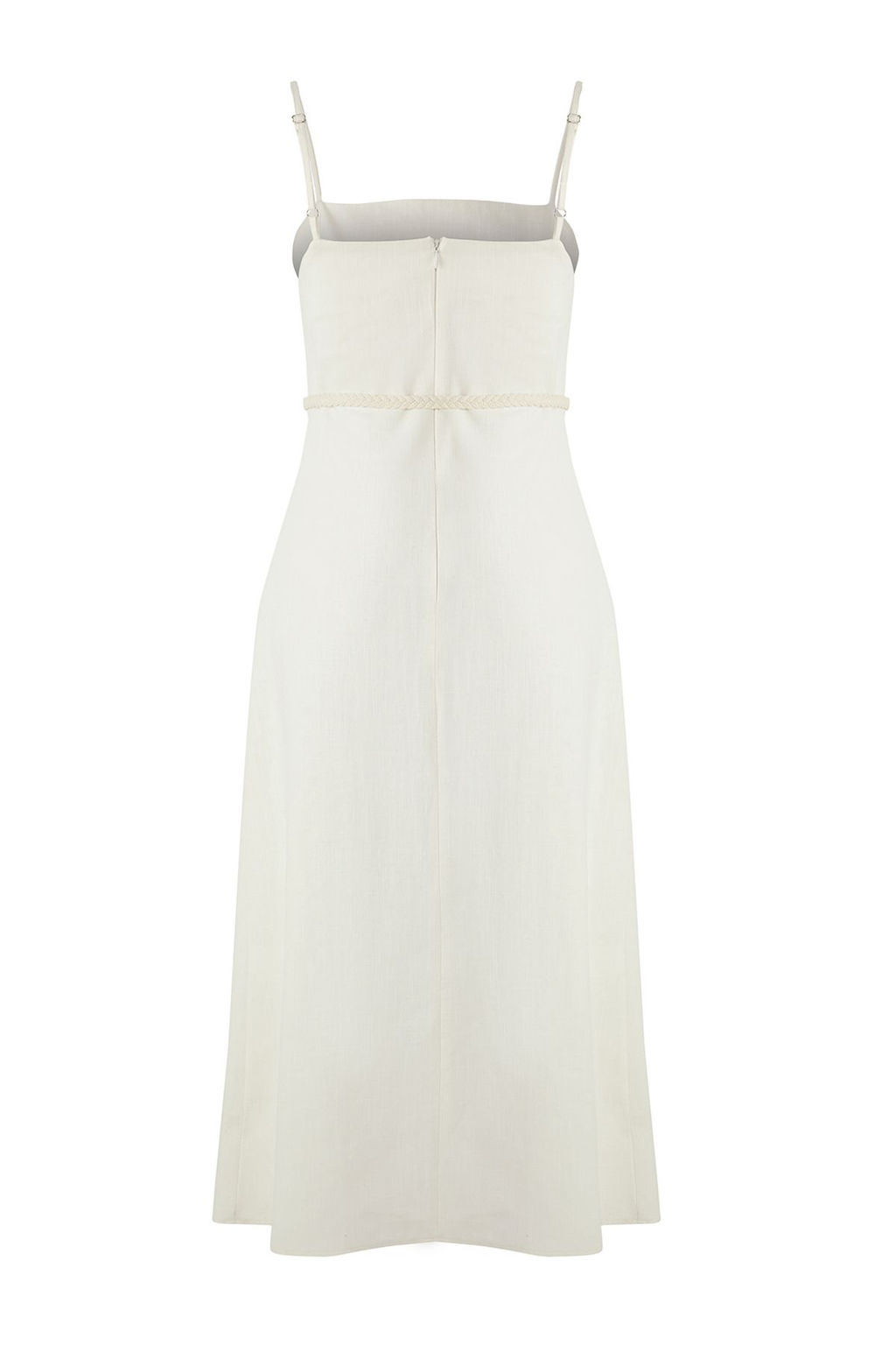 Trendyolmilla Beyaz Kusakl? Keten Kar?s?ml? A Kesim Midi Dokuma Elbise TWOSS25EL00650  фото 15