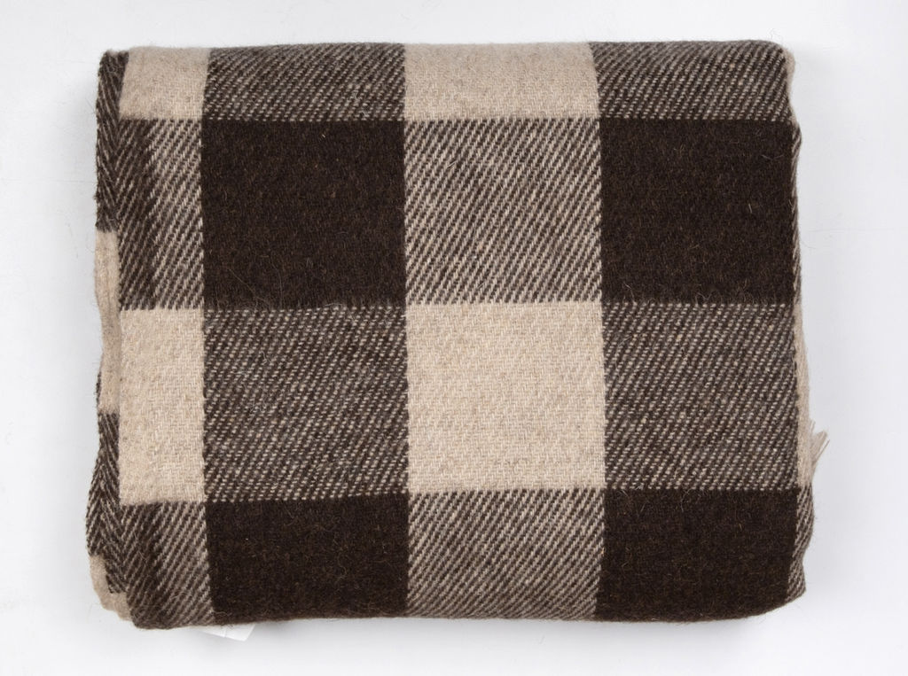 Плед п/шерсть 50% ОП-400 140*200 клетка цв. шоколад