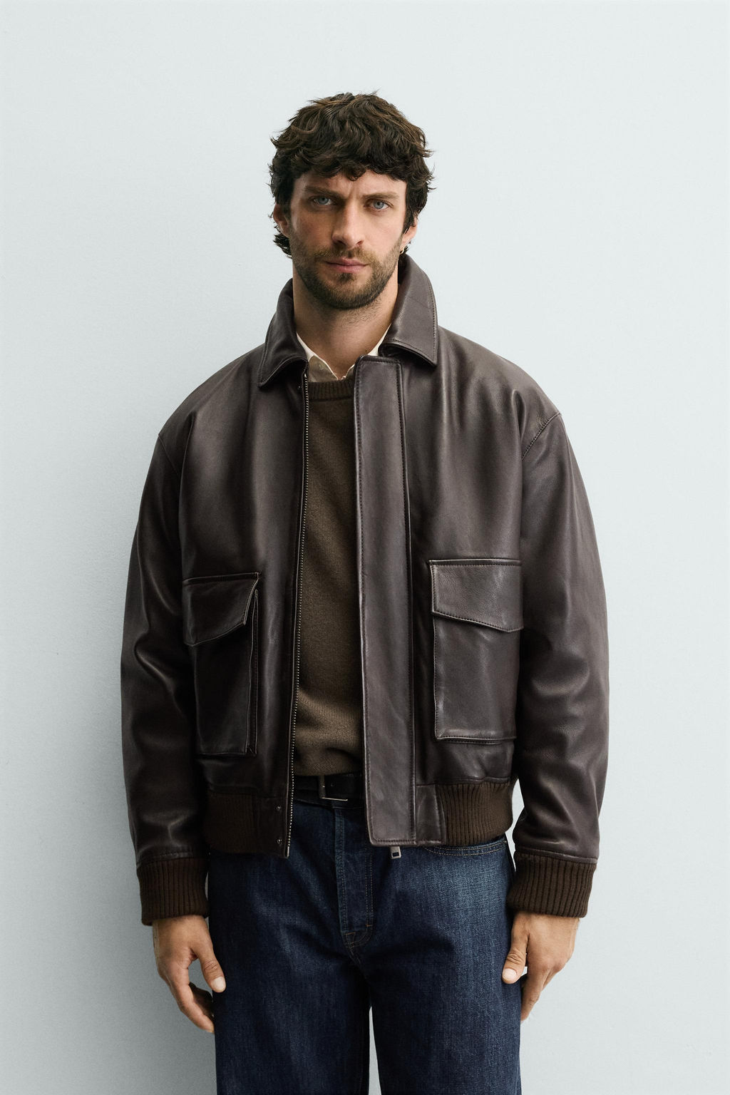 RELAXED FIT LEATHER JACKET - Zara фото 2