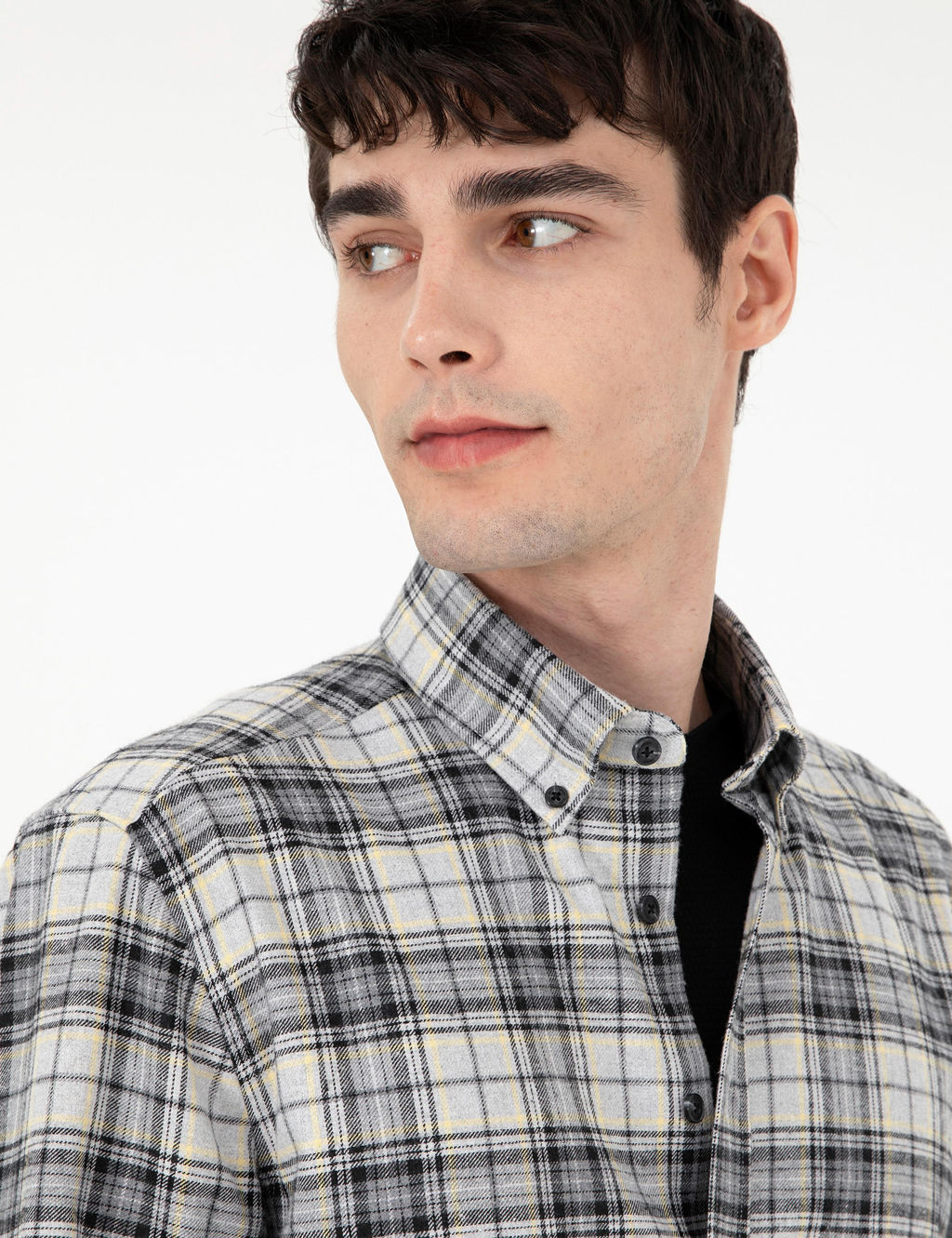 Gri Ekose Regular Fit Uzun Kollu G_mlek - Pierre cardin фото 2