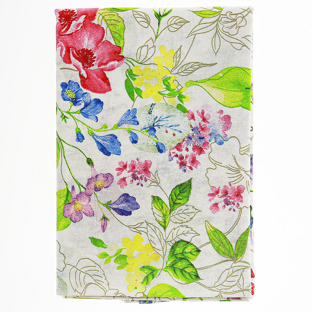 Скатерть 150х145см Летний сад, длина стола до 110см, на 4 персоны, рогожка (хлопок 100%) 171г/м2, упаковка классическая, пакет ПВХ 28х41см, Домашняя мода (Россия)  фото 3