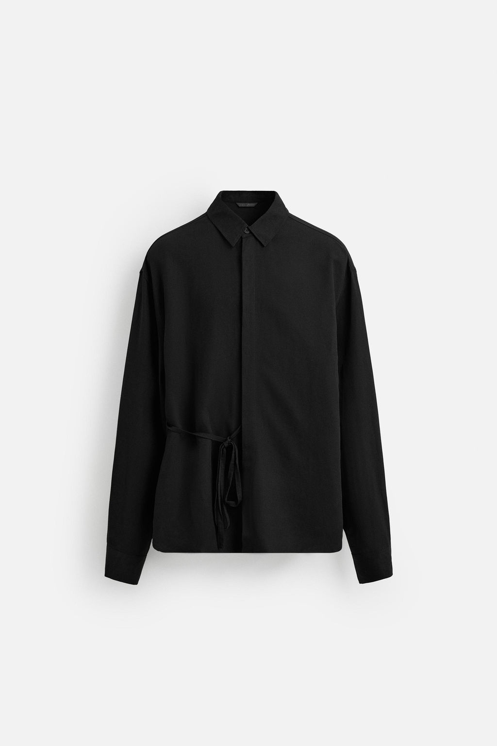 VISCOSE-LINEN SHIRT WITH TIE - Zara фото 6