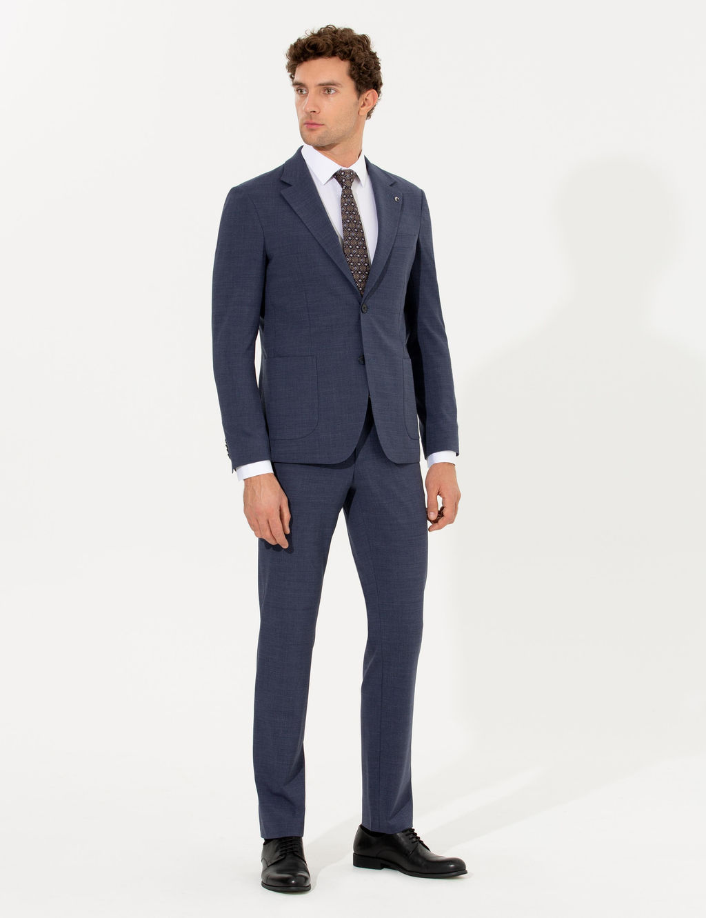 Светло-темно-синий приталенный костюм - Cacharel фото 10