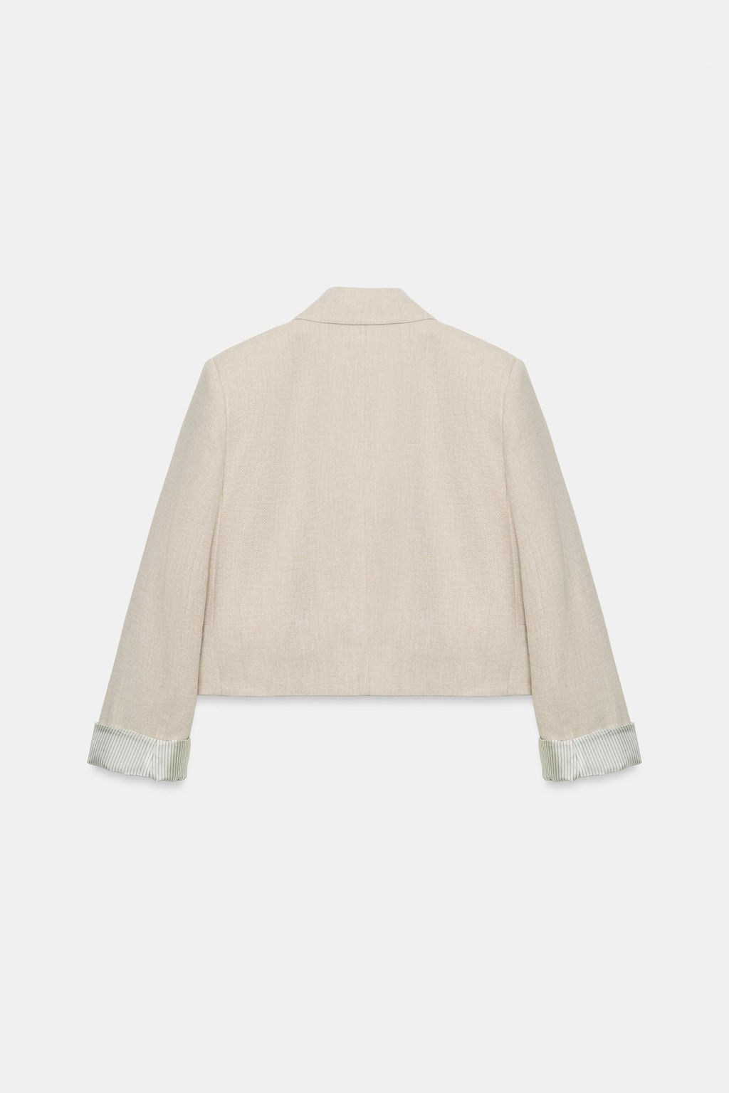 BLAZER CORTA CON LINO HOMBRERAS / Beige claro - Zara фото 9