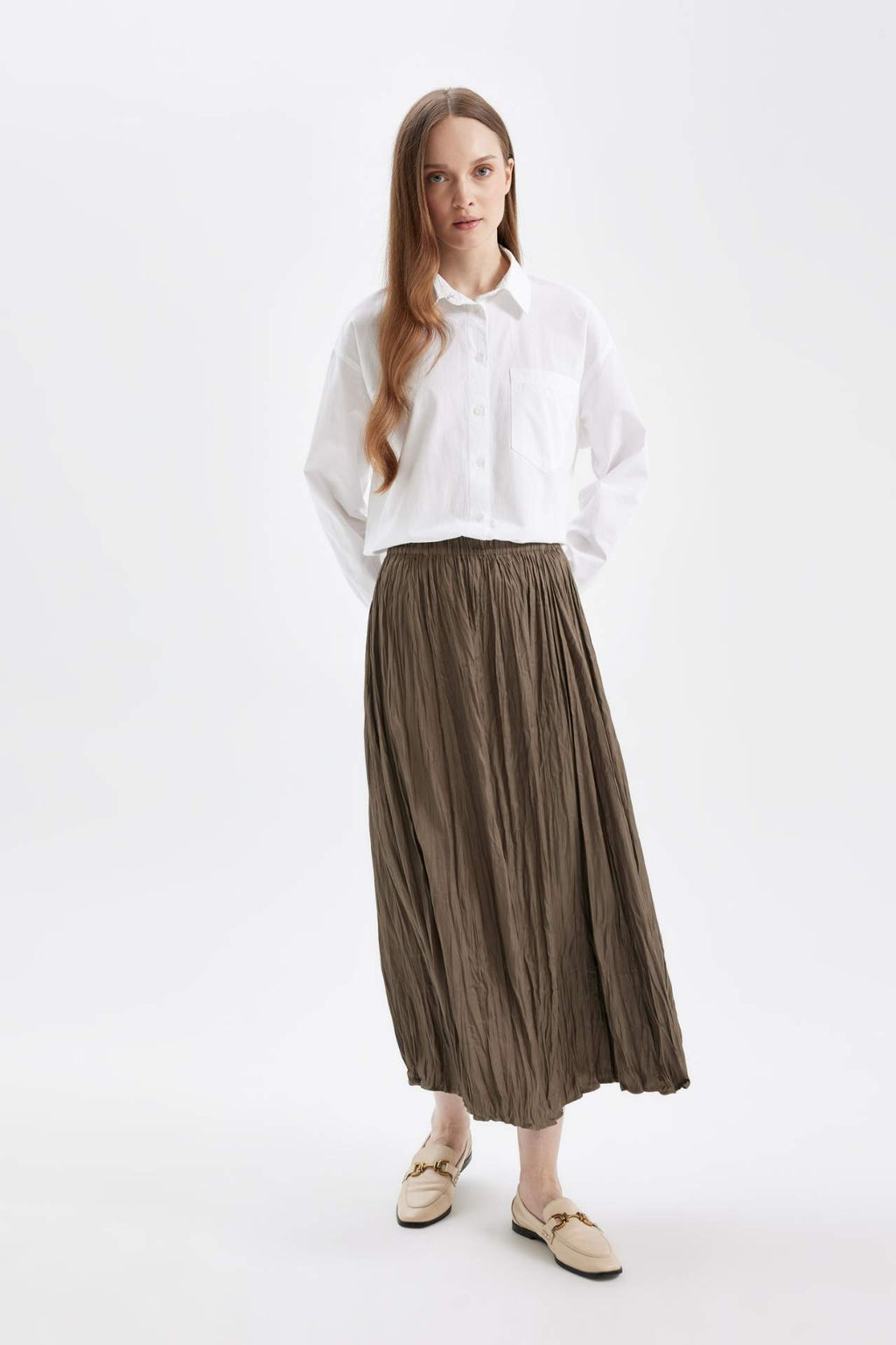 A Kesim Basic Duz Saten Maxi Etek - Defacto фото 7