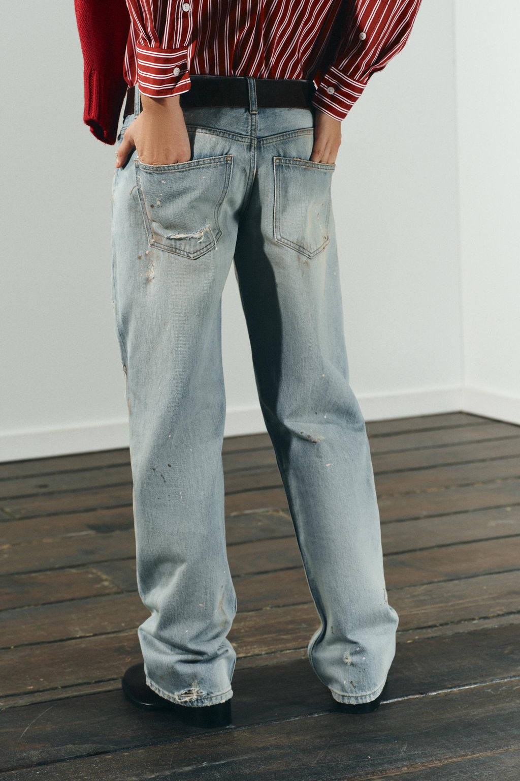 TRF MID-WAIST CROPPED STRAIGHT-LEG JEANS - Zara фото 5