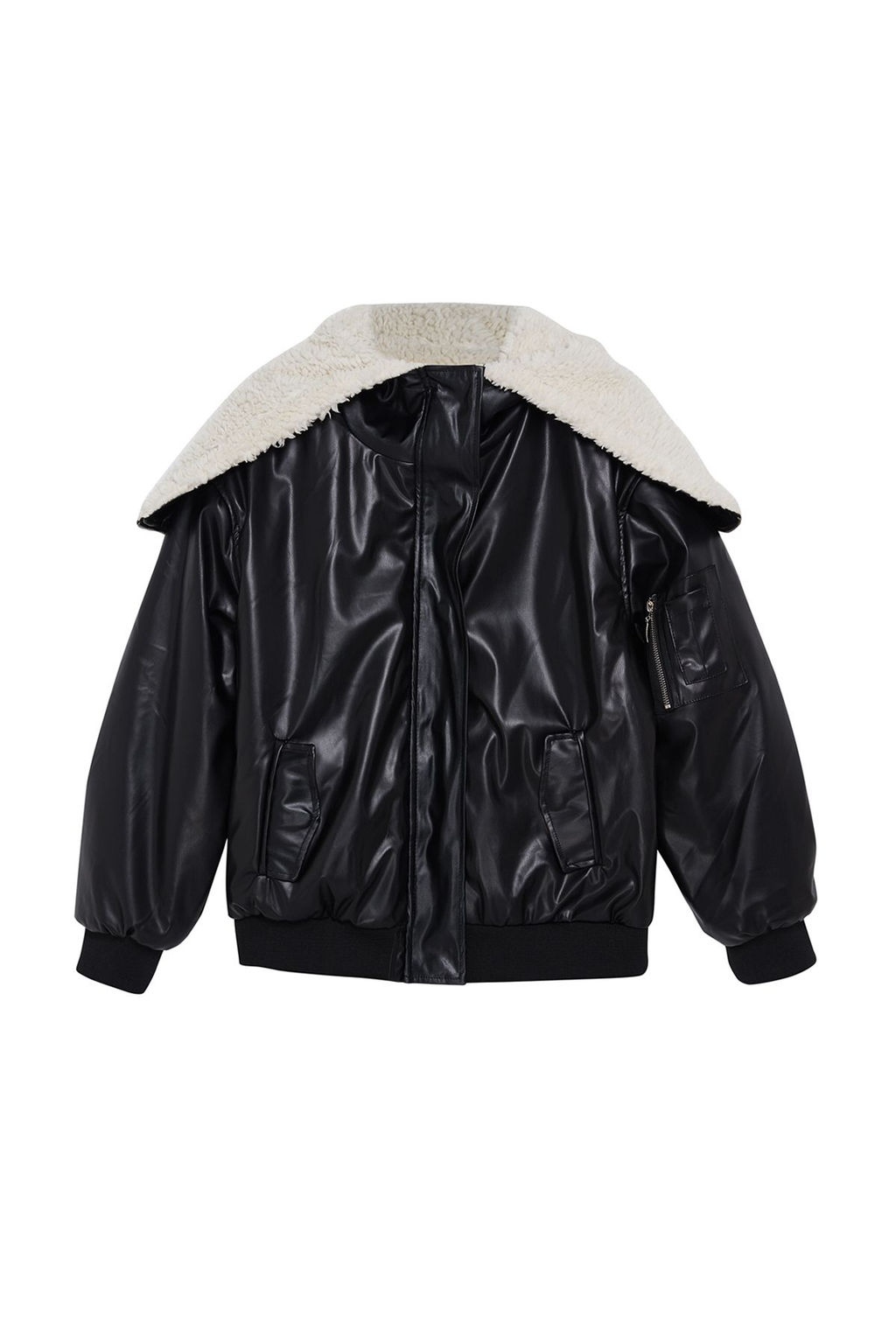 Siyah Oversize Kal?p Kapusonlu Pelus Detayl? Kapitone Sisme Mont TWOAW25MO00120