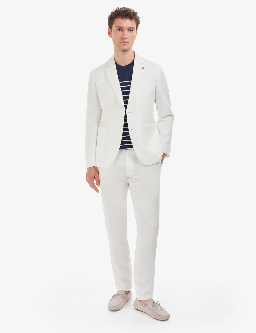 Ekru Slim Fit Keten Kar___ml_ Tak_m Elbise