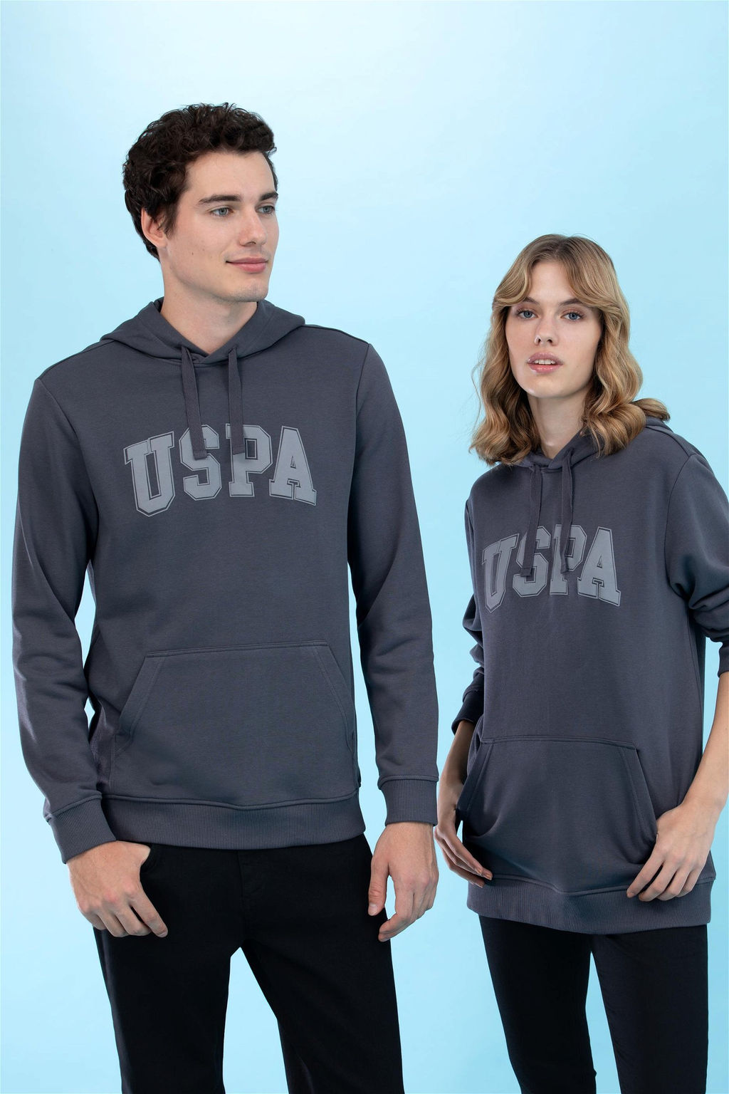 Базовая толстовка с капюшоном антрацитового цвета - U.s. polo assn фото 3