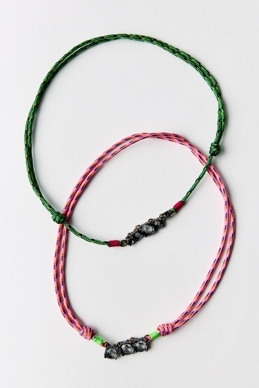 PACK OF CORD NECKLACES WITH RHINESTONES - Zara фото 6