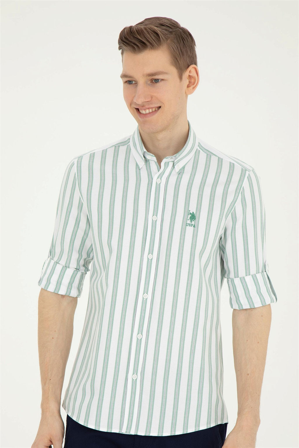 Мужская зеленая рубашка с длинным рукавом - U.s. polo assn фото 3