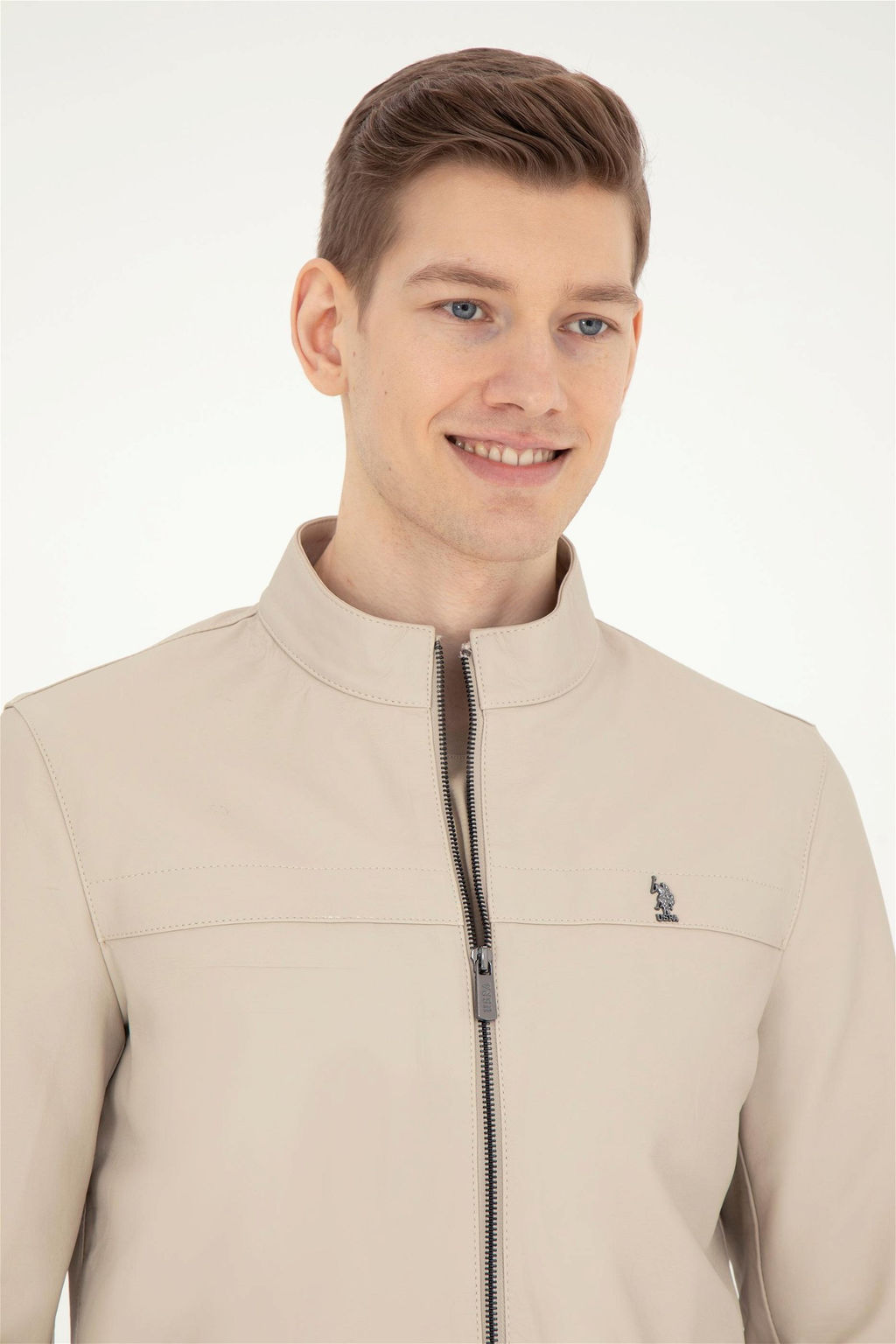 Мужская кожаная куртка с камнем Неожиданная скидка в корзине - U.s. polo assn фото 2