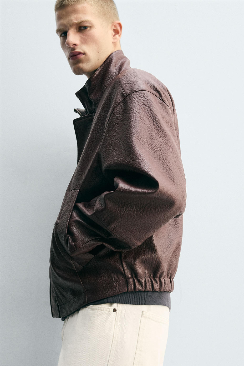 LEATHER EFFECT TEXTURED JACKET - Zara фото 6