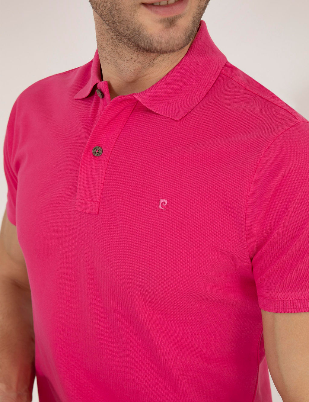 Pembe Slim Fit Polo Yaka Basic Ti__rt