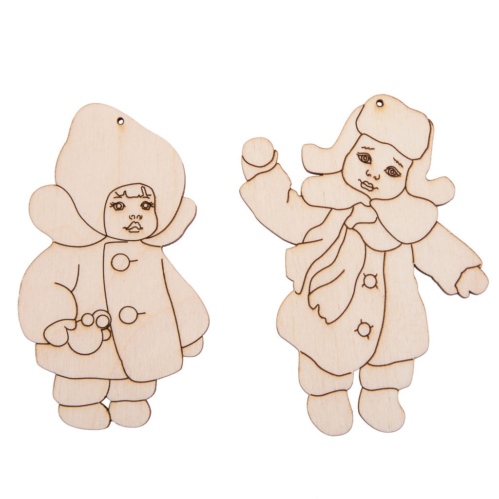 Заготовка для декорирования Mr. Carving ВД-1196 Набор фанера 0.3 см Детки №1 (5х8,5см., 6,7х9см.)