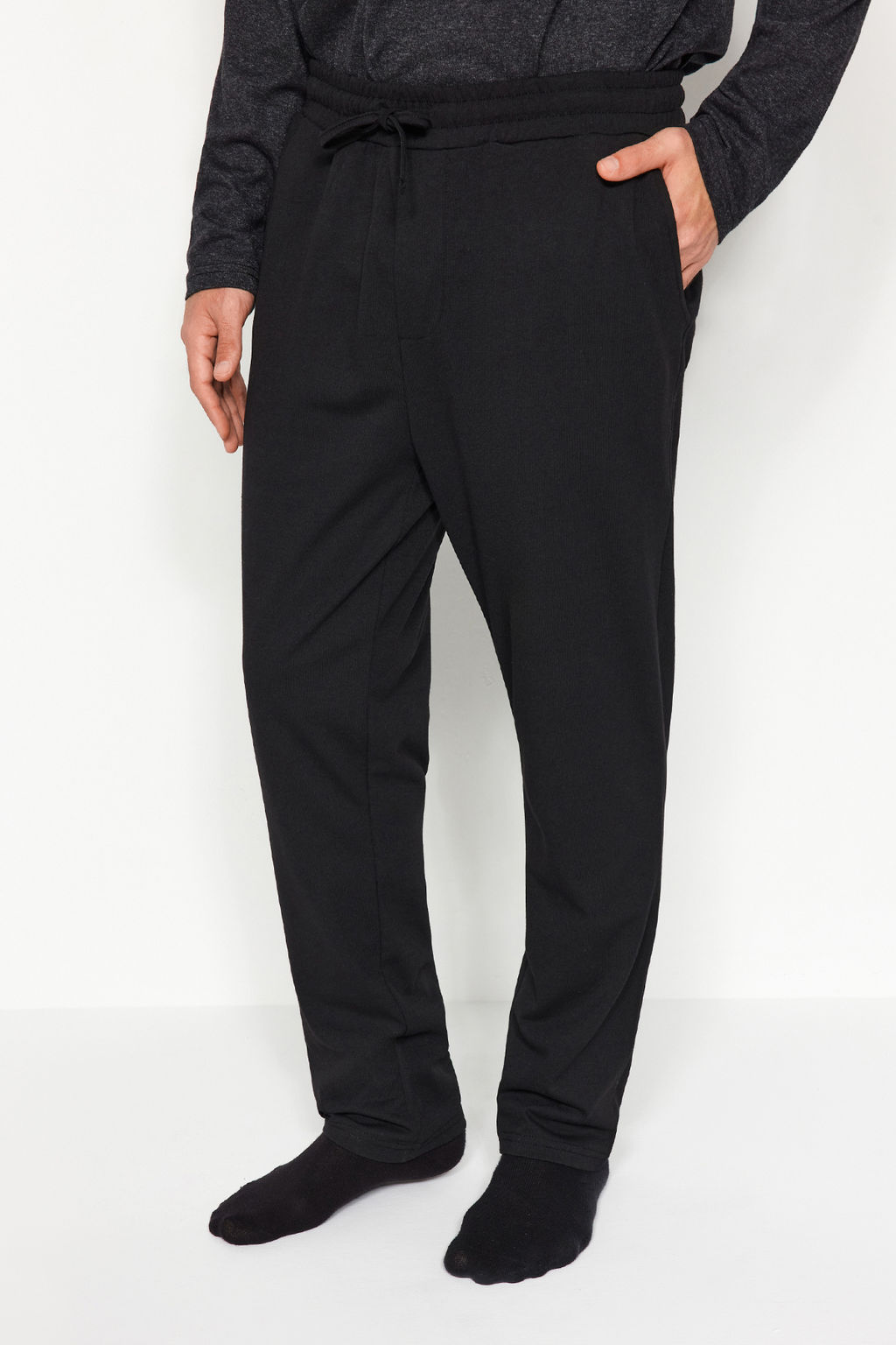 TRENDYOL MAN Erkek Antrasit Regular Fit Bask?l? Orme Pijama Tak?m? TMNAW24PT00038 - Trendyolmilla фото 5