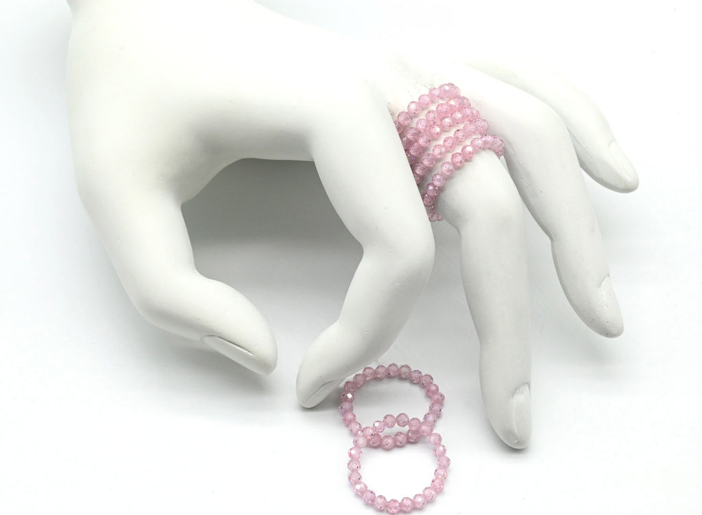 Колечко на резинке из фианитов цвет розовый