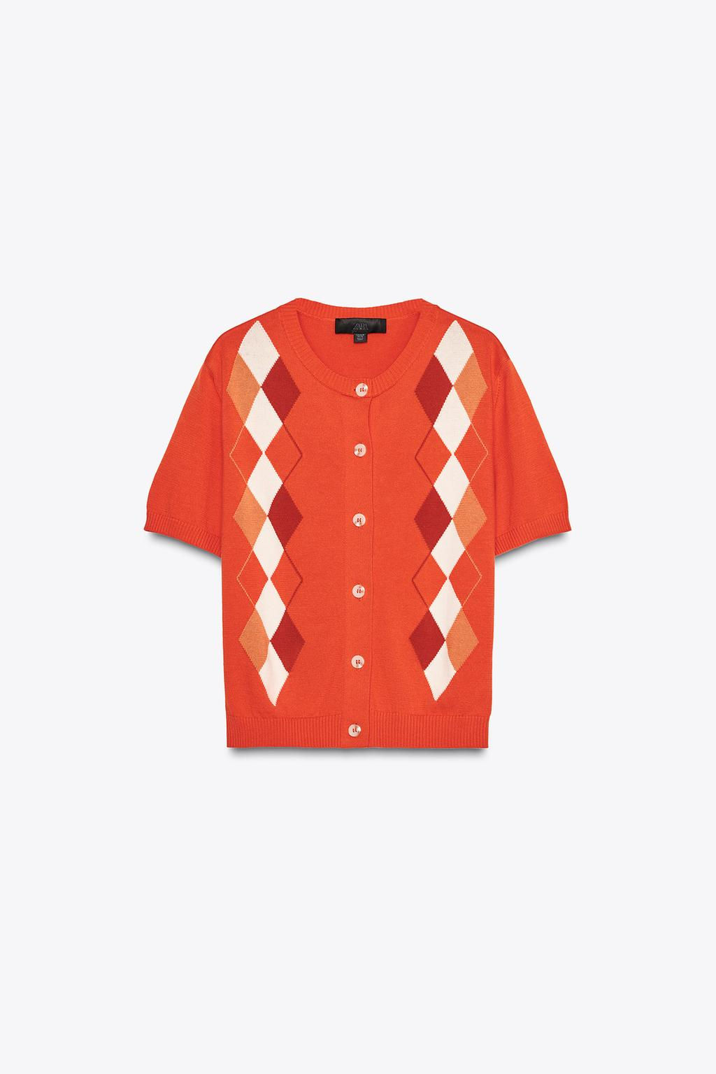 ARGYLE KNIT CARDIGAN - Zara фото 6