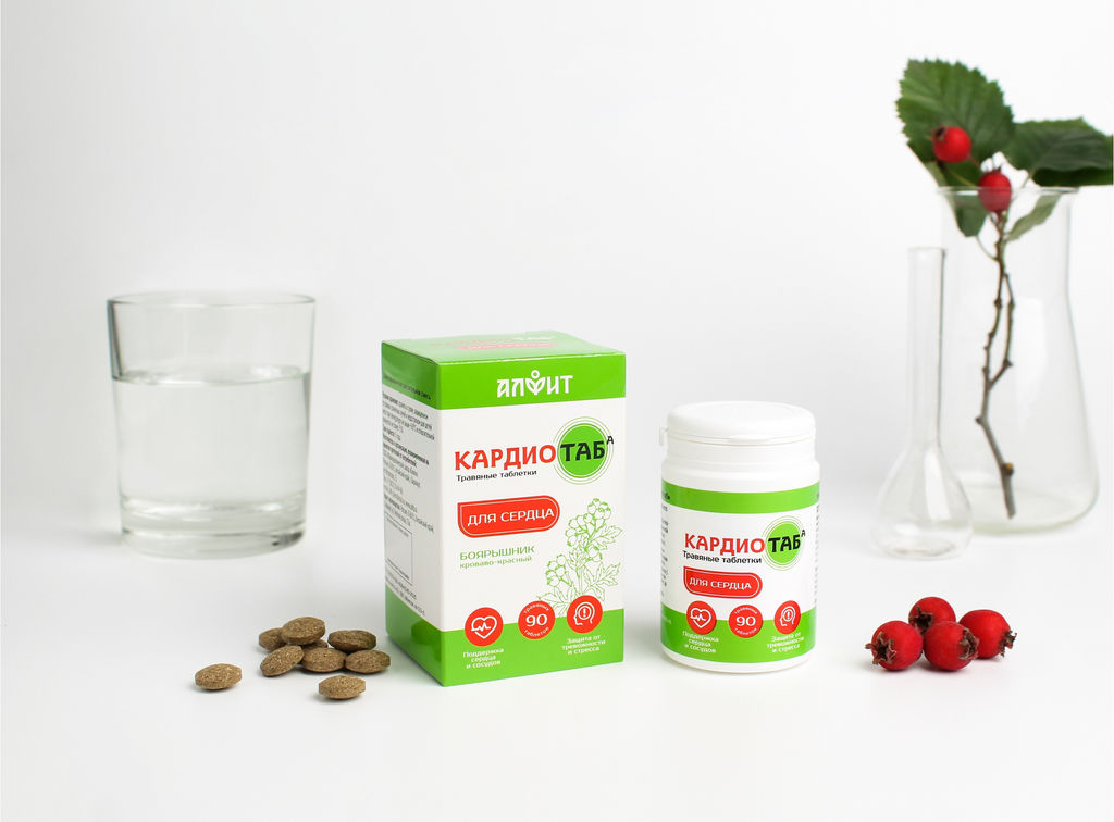 Травяные таблетки Кардиотаб, 45 г (90 таб по 0.5 г) Новинка Алфит 8539 фото 4
