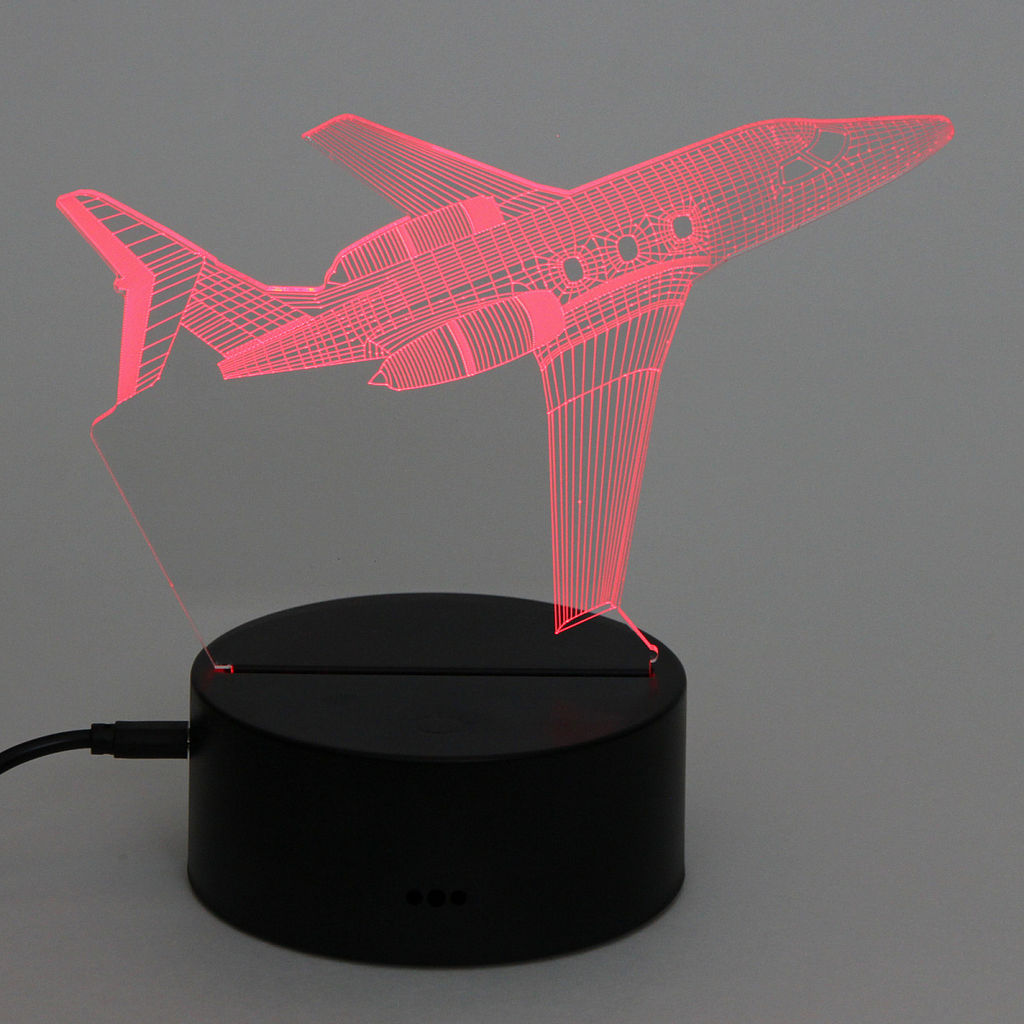 Цена за 2 шт. Светильник ночник "3D-Самолёт" на пластиковой подставке, с включателем USB
