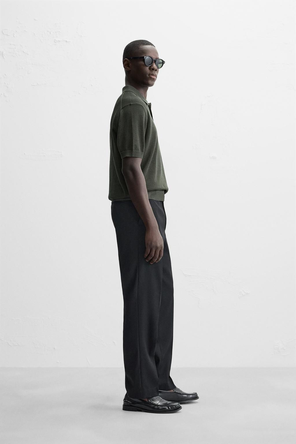 PERFORATED TEXTURED KNIT POLO SHIRT - Zara фото 4