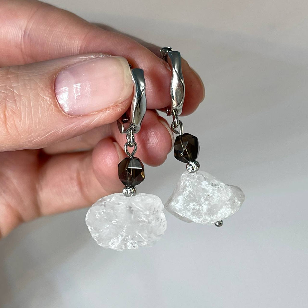 Серьги из Раухтопаза и Горного Хрусталя - Радуга самоцветов фото 3