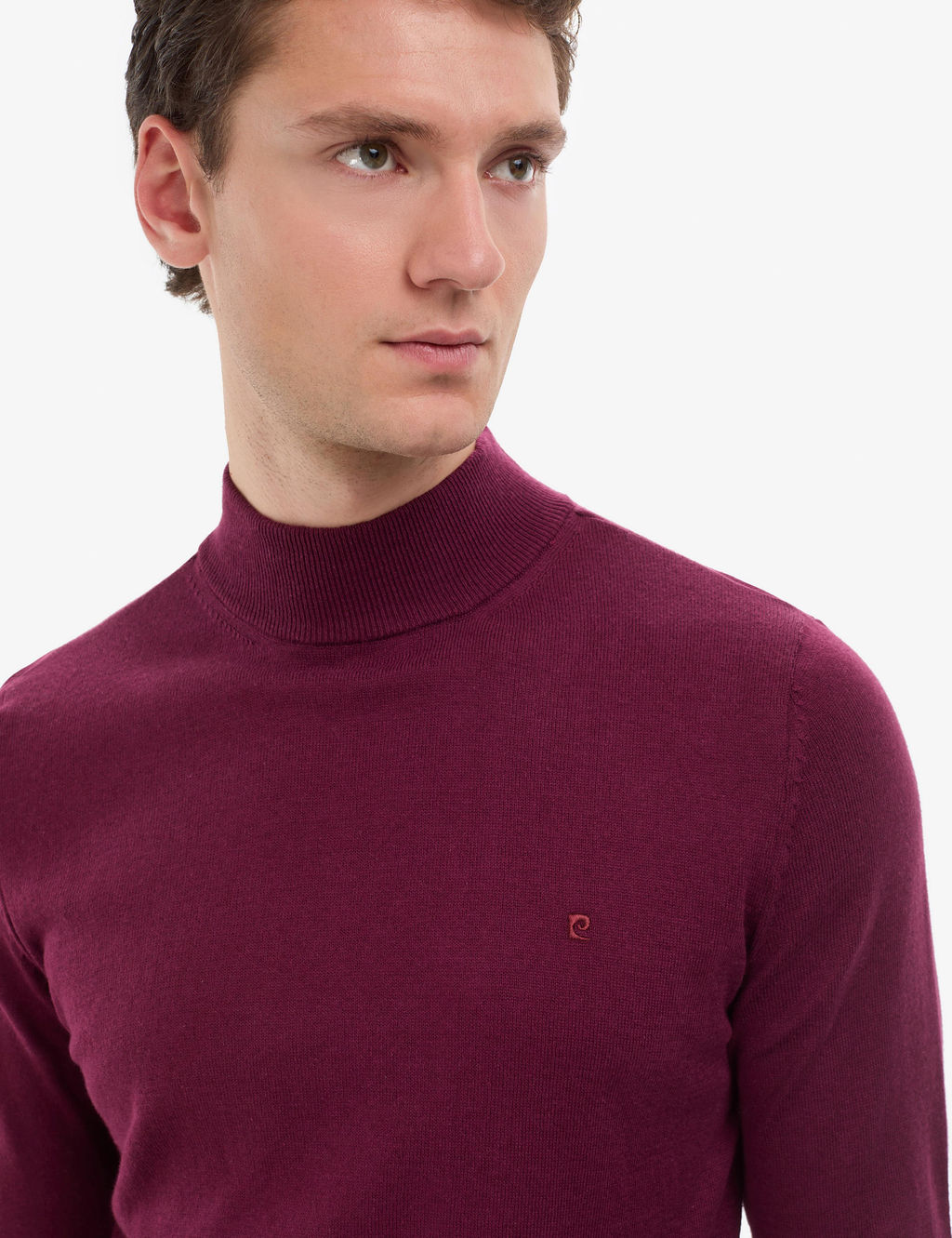 Bordo Slim Fit Yar_m Bal_k__ Yaka Basic Triko Kazak