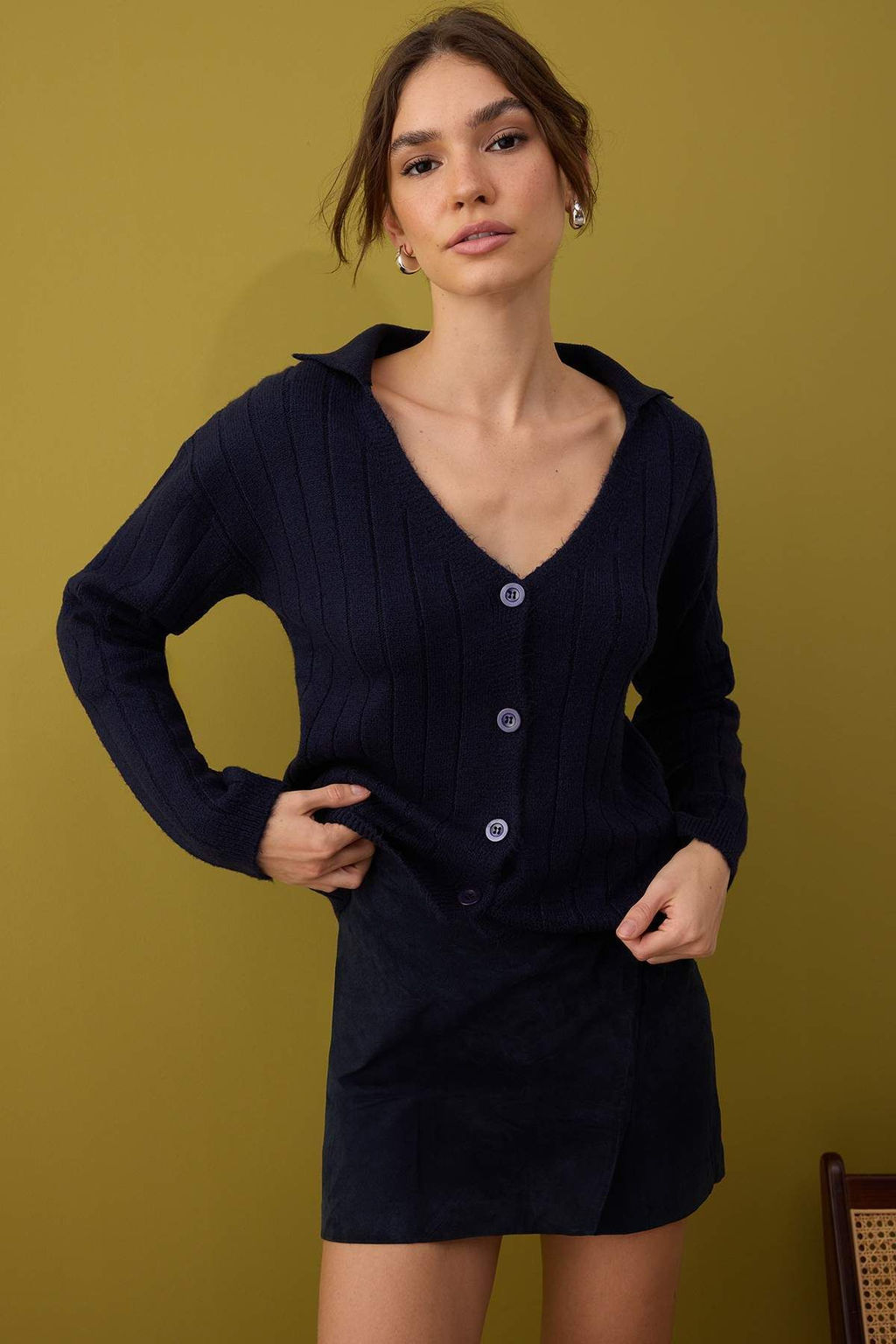 Ekru Yunlu Basic Polo Yaka Triko H?rka TWOAW26HI00084