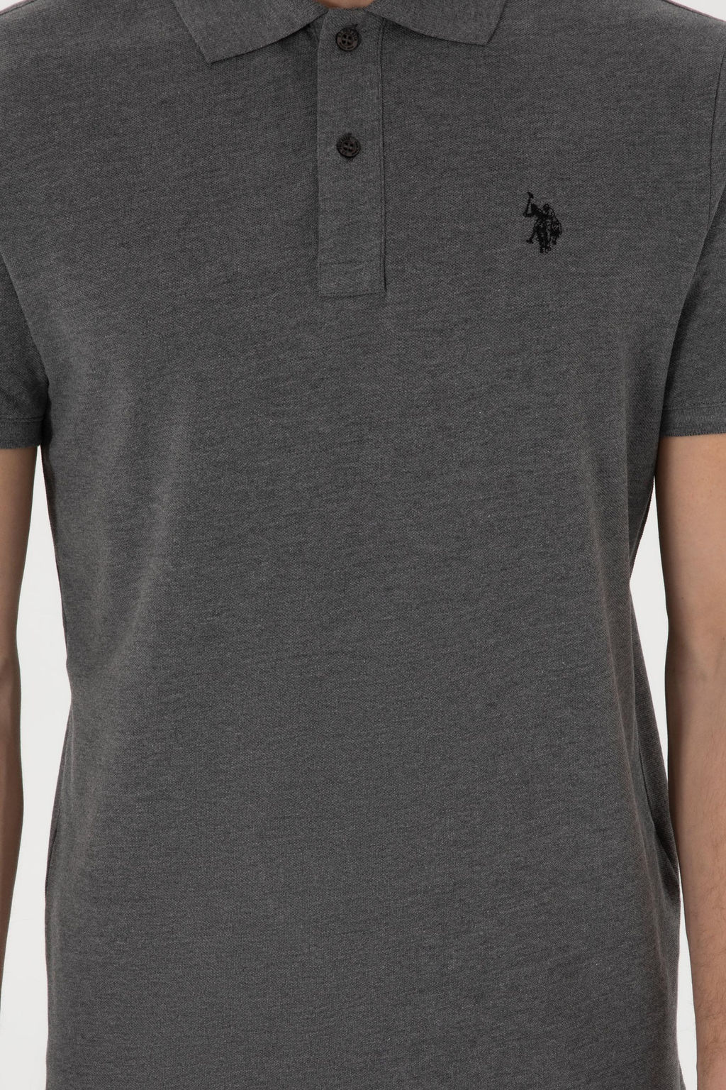 Erkek Slim Fit Polo Yaka Antrasit Melanj Basic Ti__rt Sepette S_rpriz _ndirim - U.s. polo assn фото 6