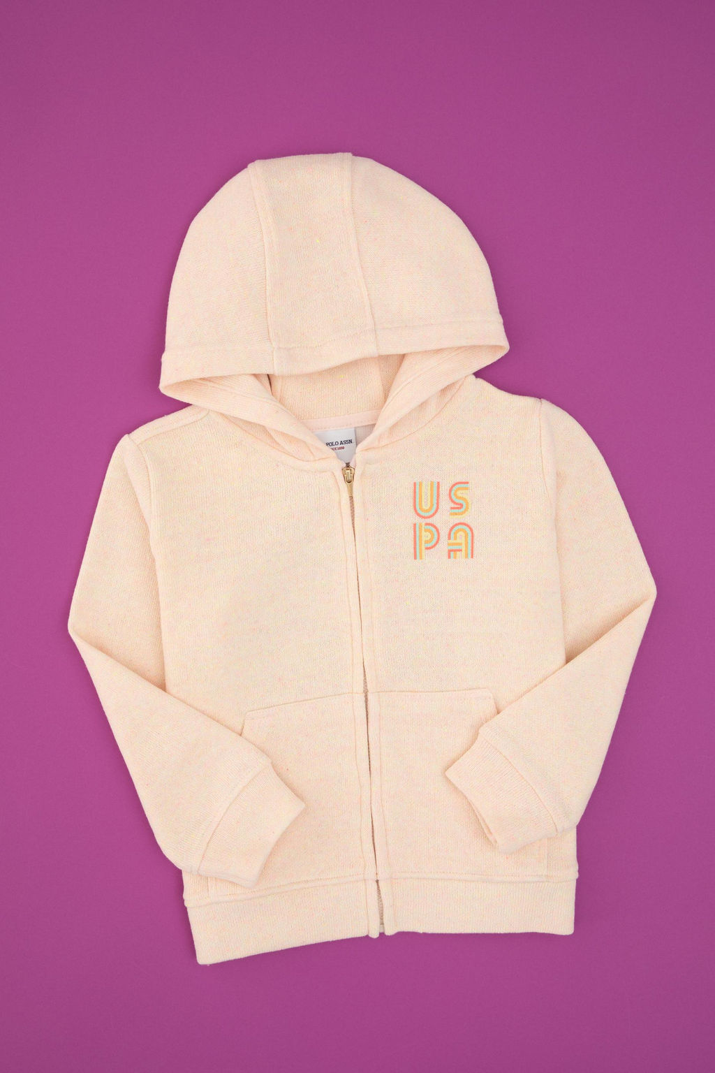 K_z _ocuk A__k Pembe Kap__onlu Fermuarl_ Sweatshirt