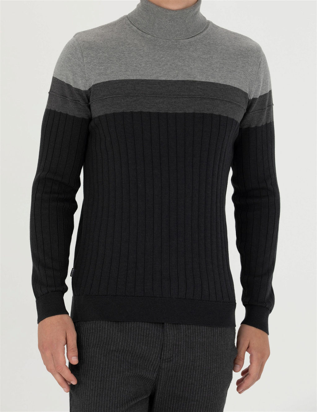 Antrasit Melanj Slim Fit Bal_k__ Yaka Triko Kazak - Pierre cardin фото 6