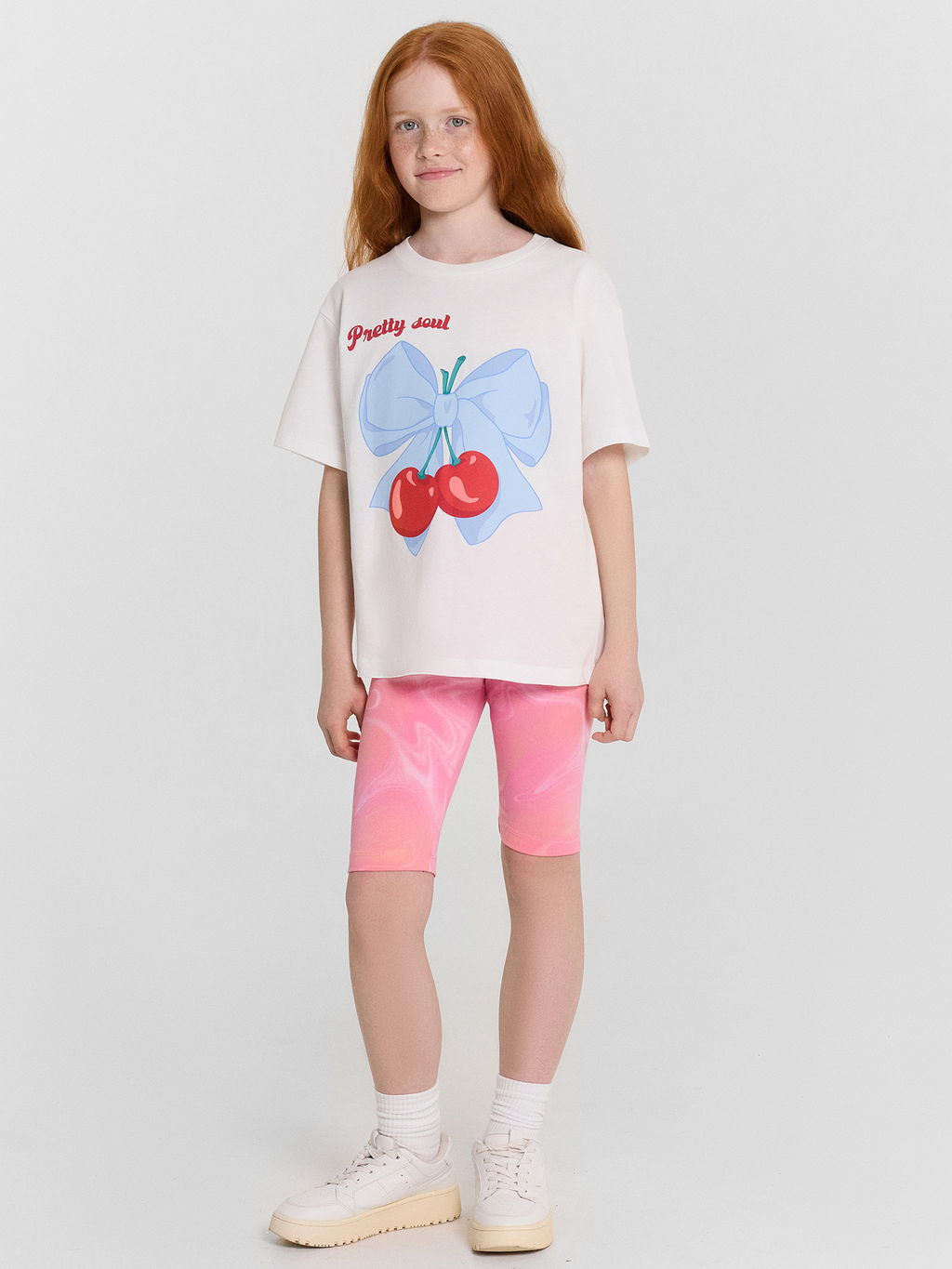 Футболка для девочек белая с принтом и надписью pretty soul - Mark formelle фото 3